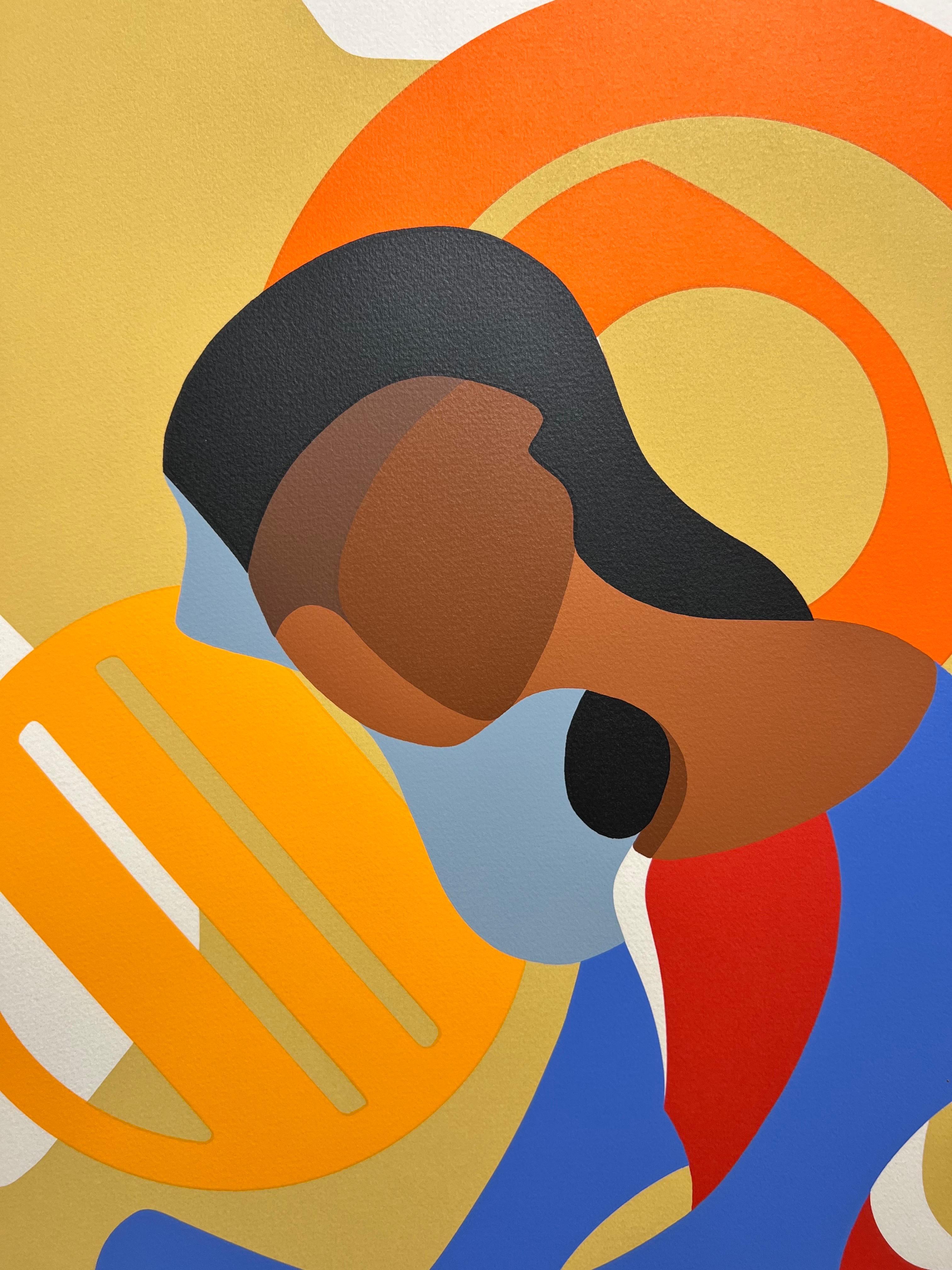 Contemporary, A Woman Between Worlds. - Symbolist Print by Huibert Sabelis