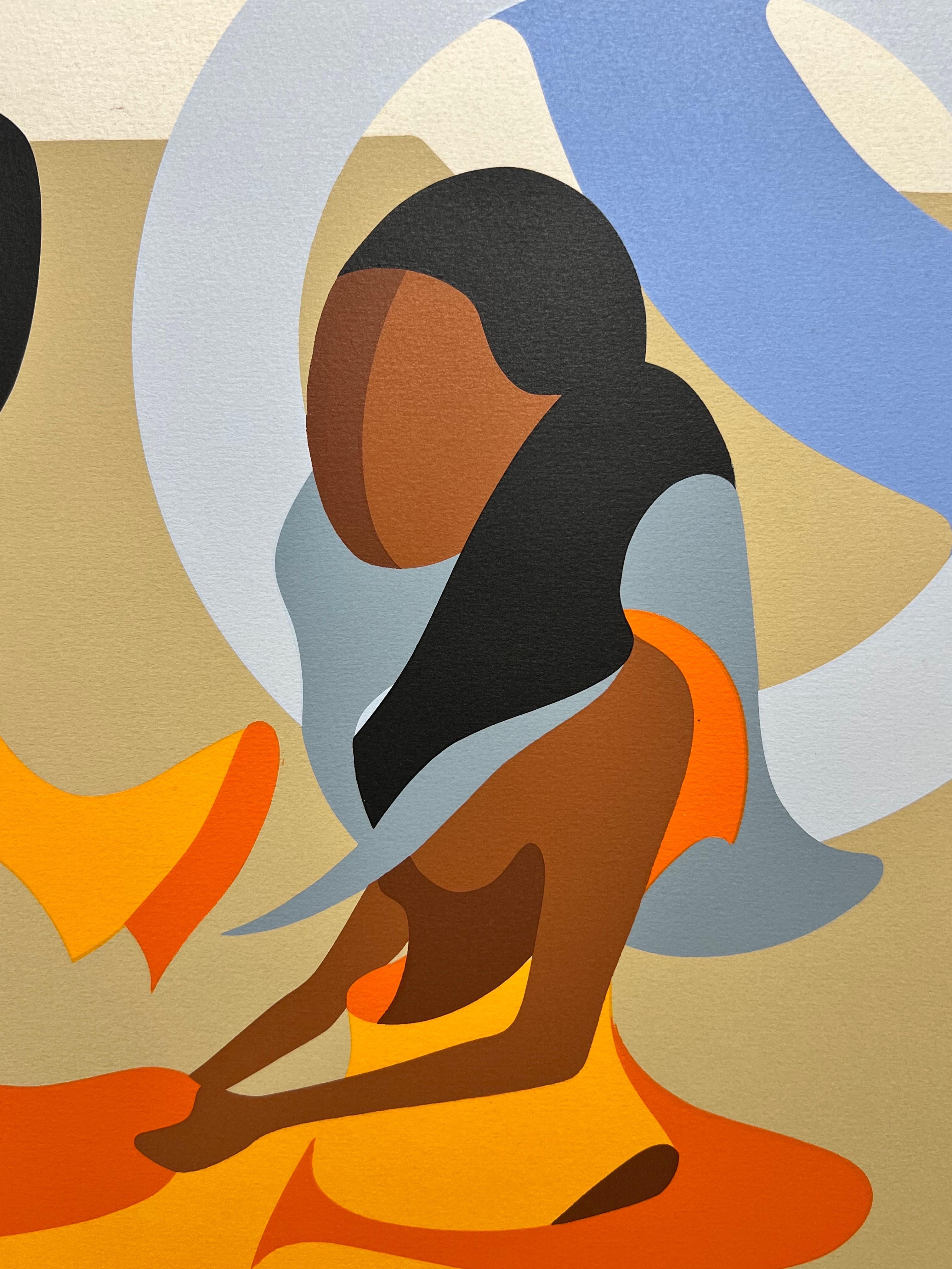 Amantes II, serigrafía original Amantes. - Print Simbolista de Huibert Sabelis