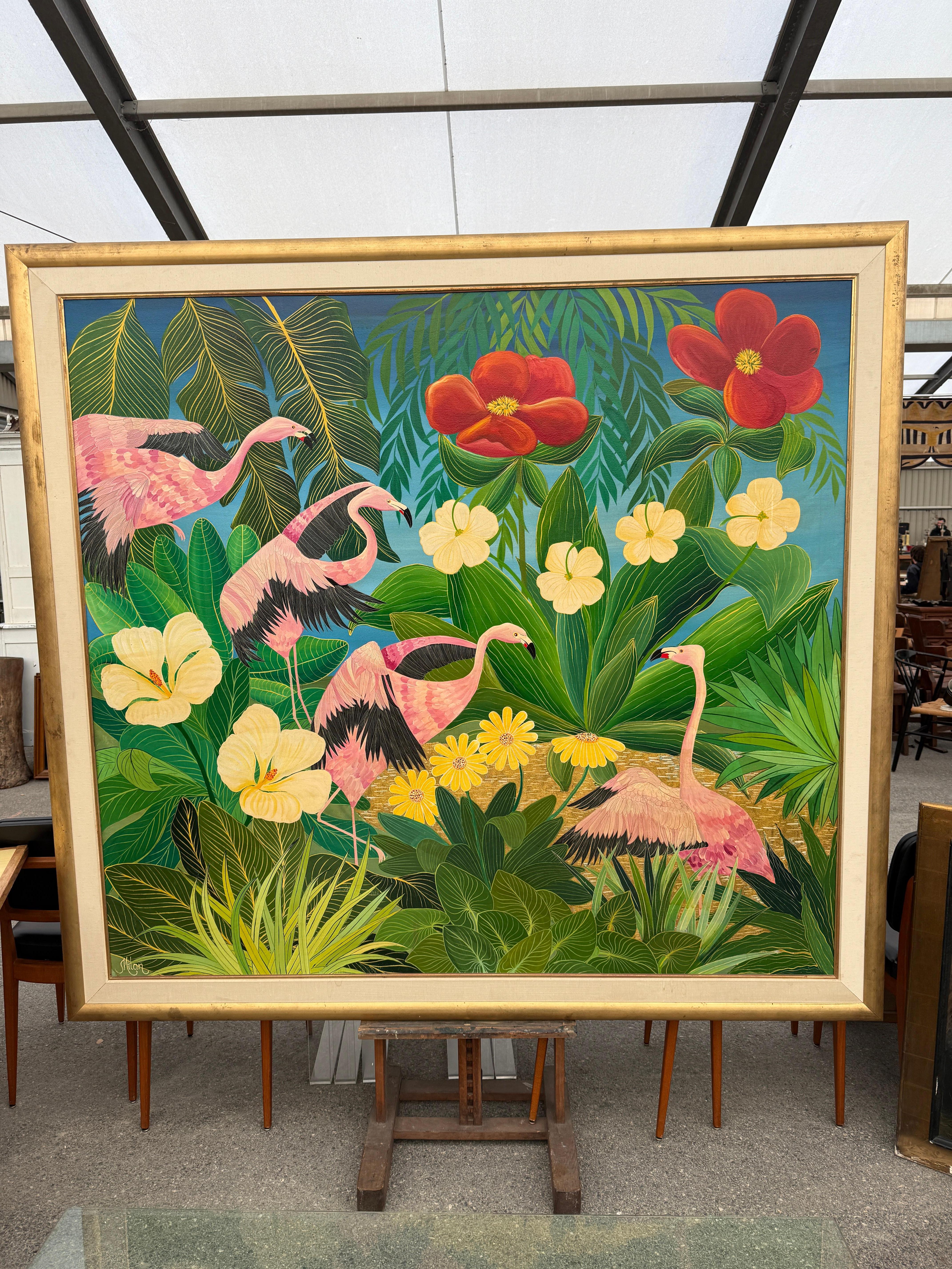 Oil on canvas Flammengos by Milan TODD (Australisch) im Angebot