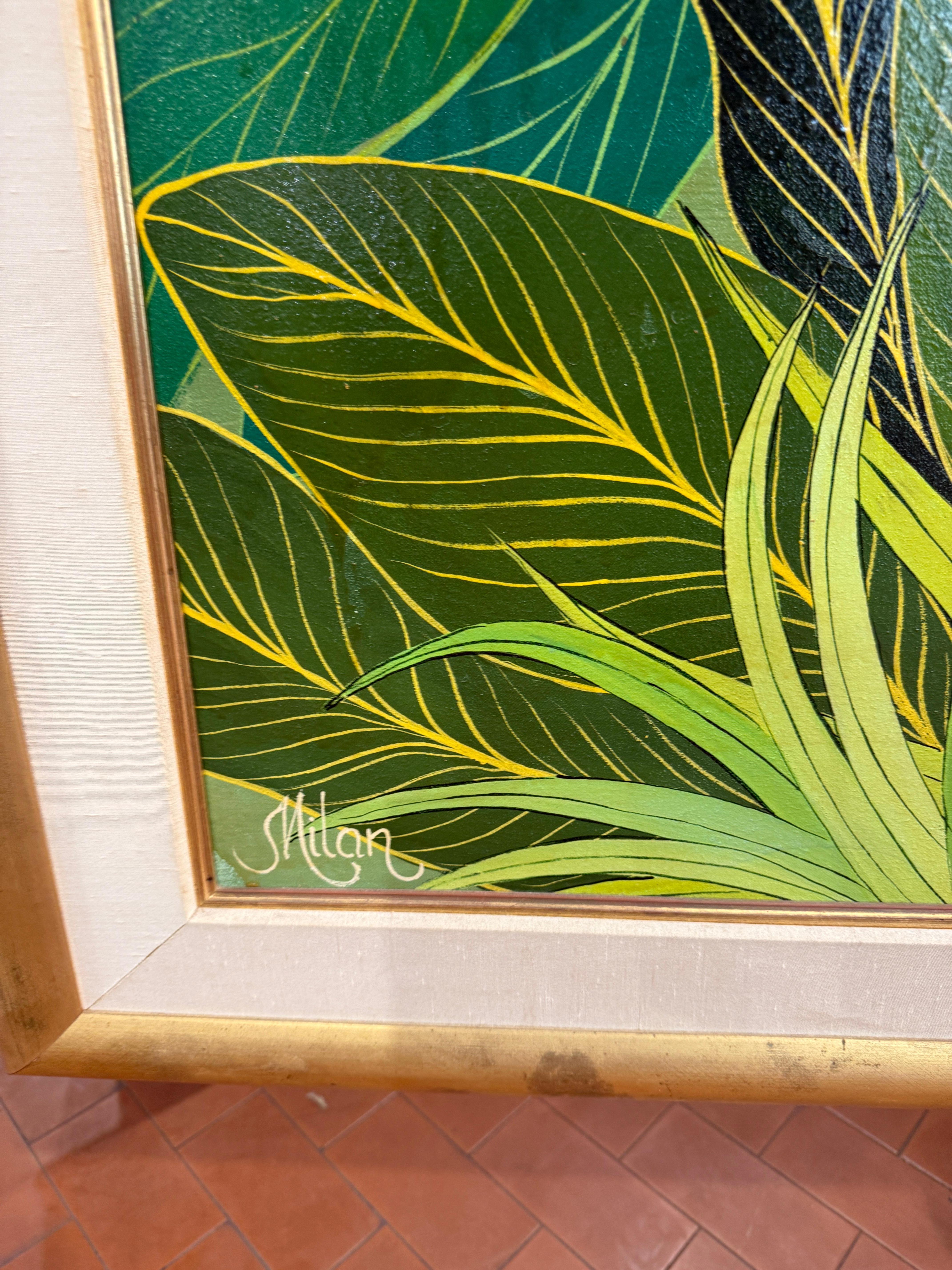 Oil on canvas Flammengos by Milan TODD (20. Jahrhundert) im Angebot