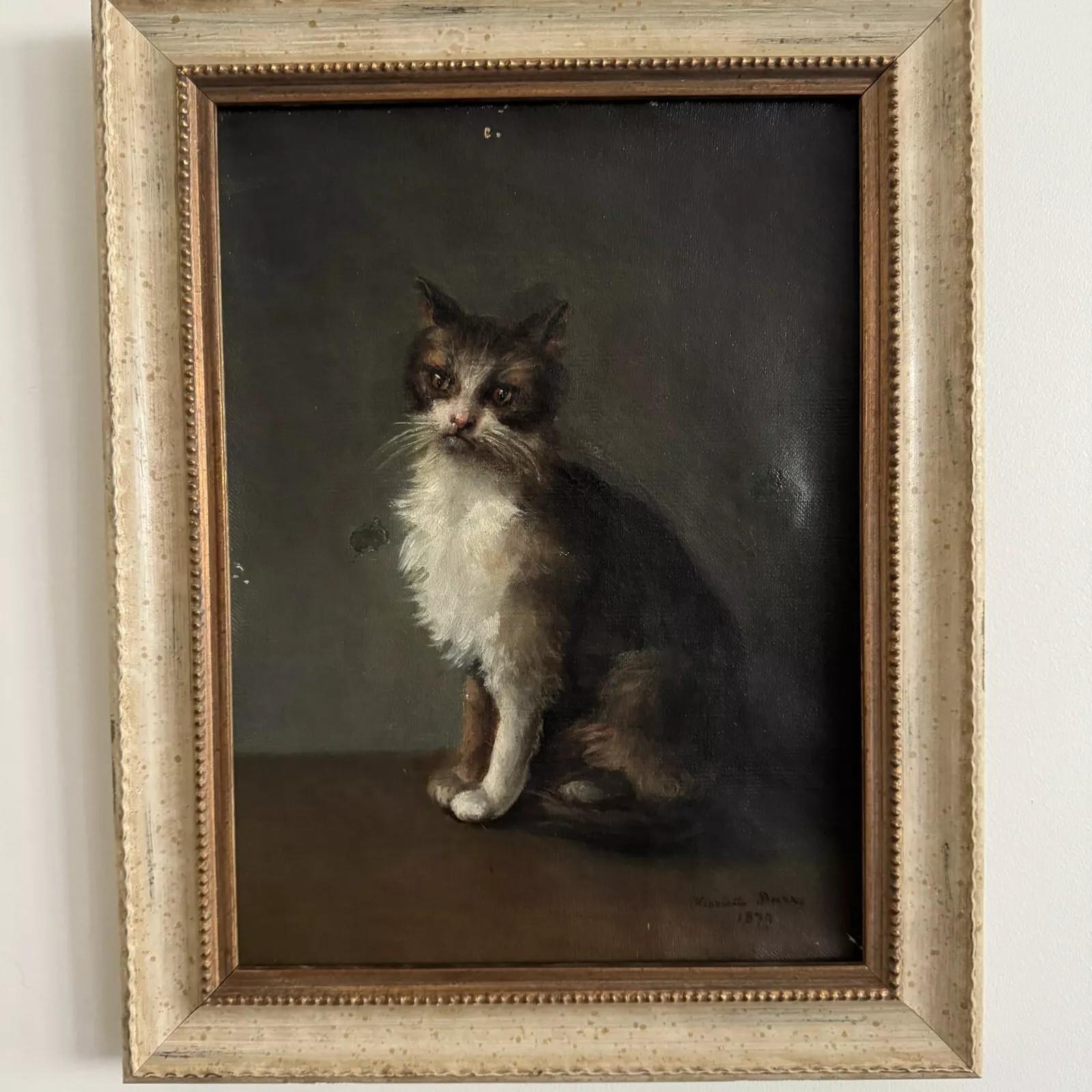 Napoleon III Oil on canvas – Cat Portrait – Signed Henriette Barry, 1899 For Sale