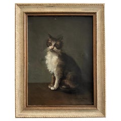 Huile sur toile portrait de chat signé Henriette Barry 1899