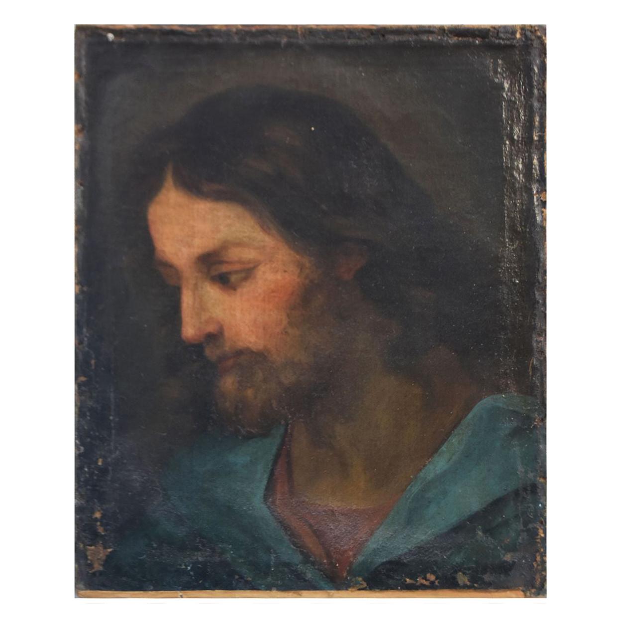 Huile sur toile représentation de Jésus Christ époque XVIIIème