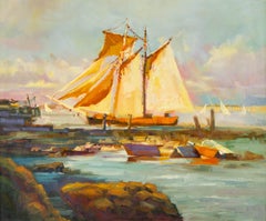 HuiMin Wang Óleo sobre lienzo original contemporáneo "Zarpar"