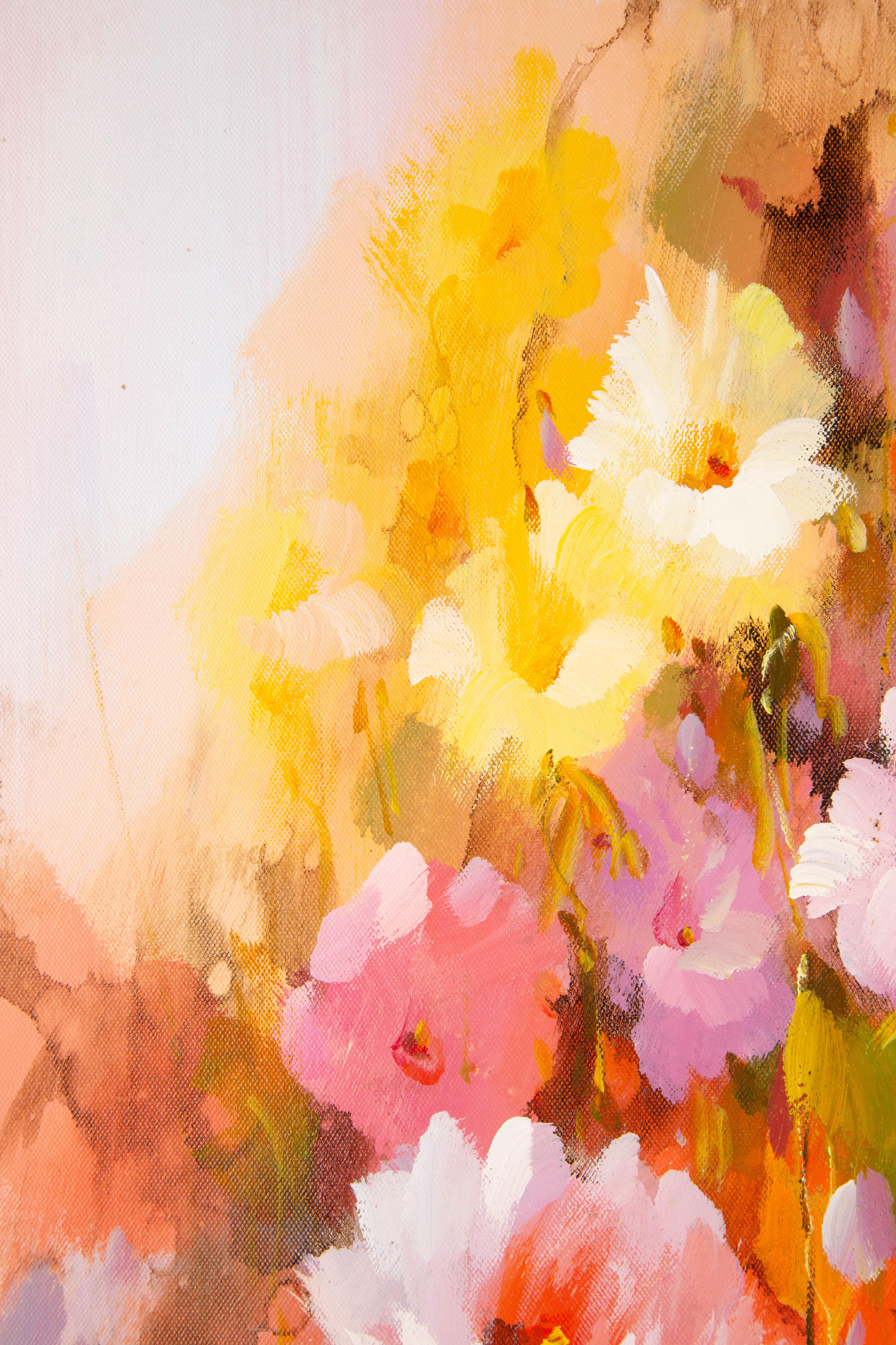 Huimin Wang, geblümtes Original Ölgemälde auf Leinwand, Ölgemälde „Flower“ im Angebot 1