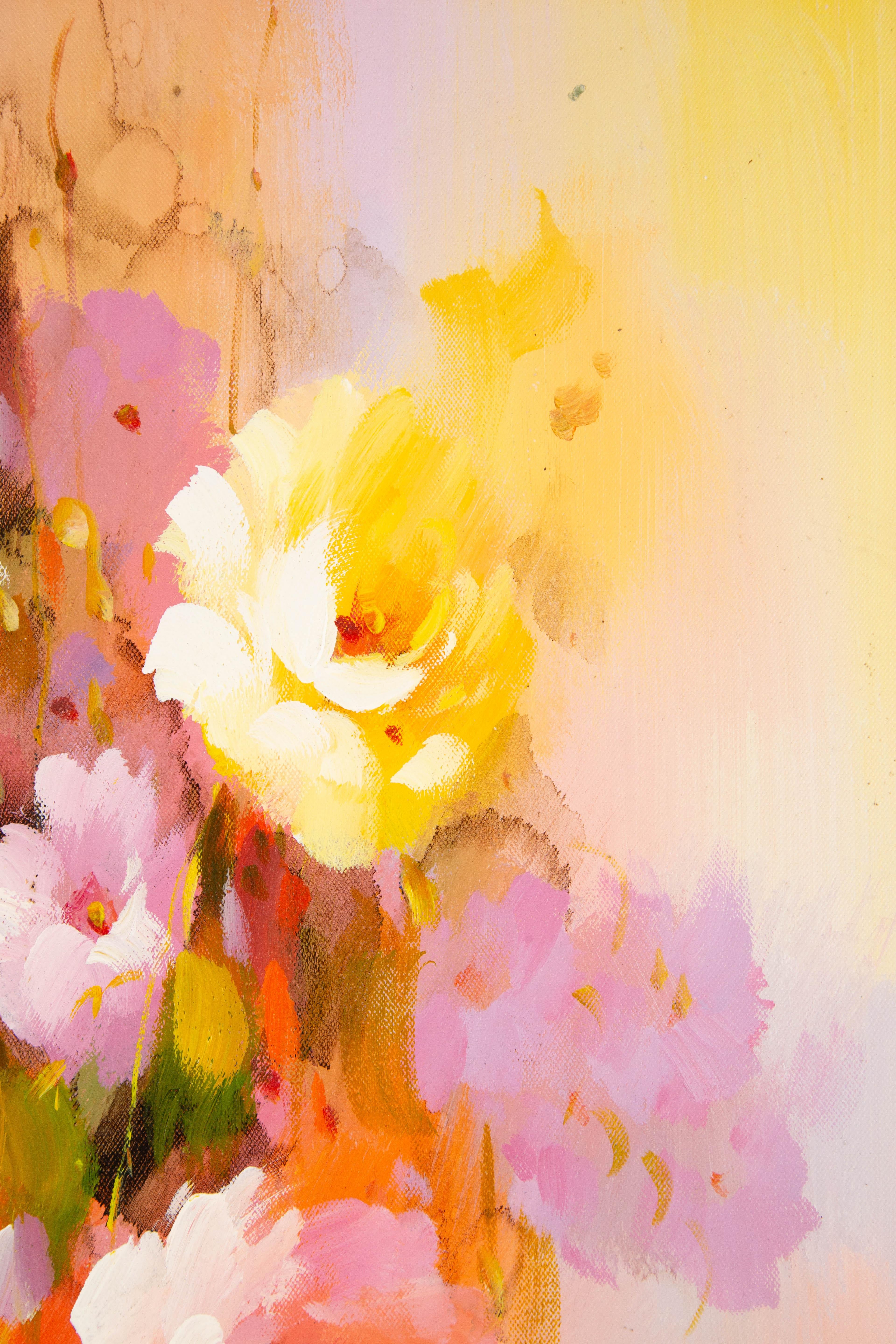 Huimin Wang, geblümtes Original Ölgemälde auf Leinwand, Ölgemälde „Flower“ im Angebot 3