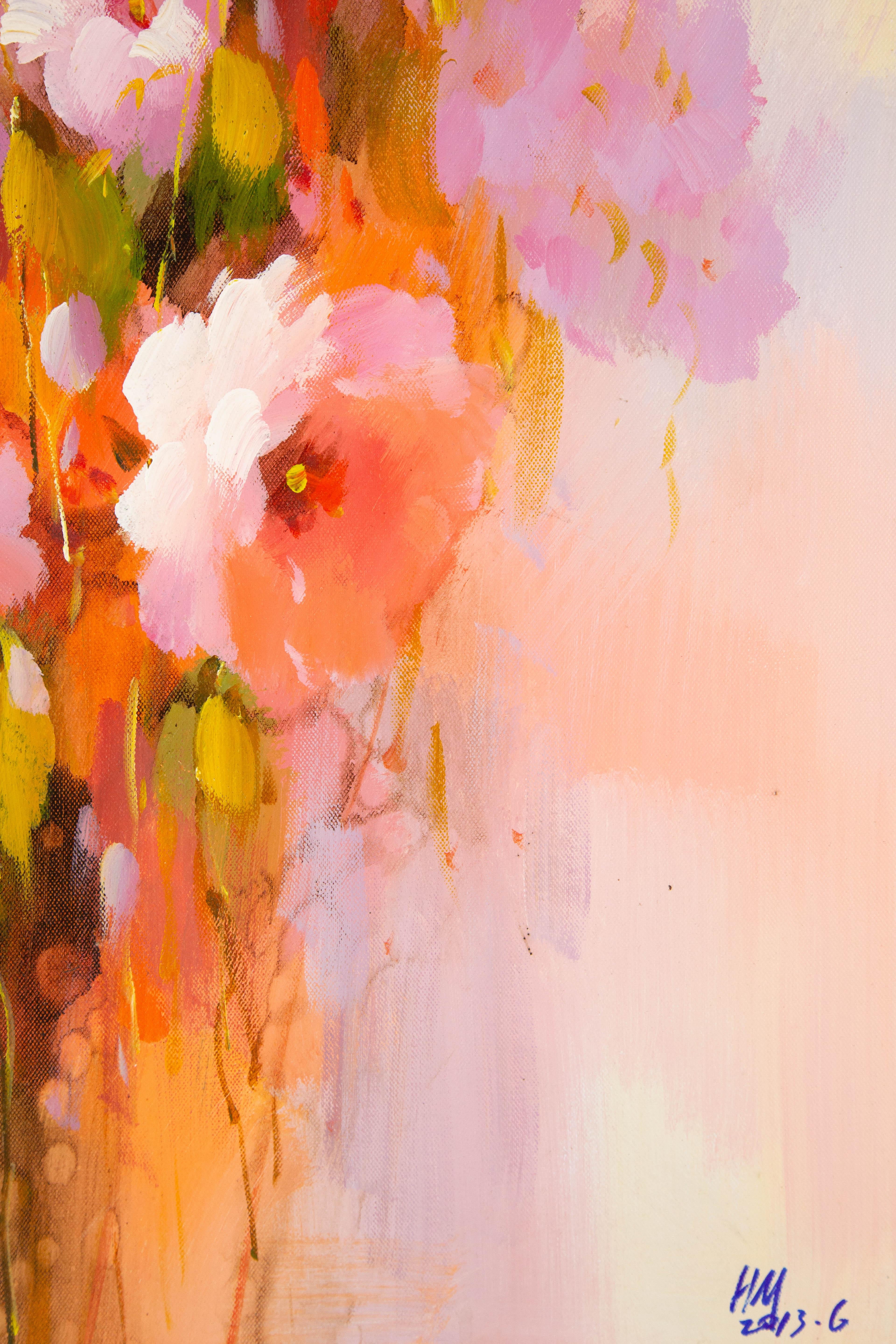 Huimin Wang, geblümtes Original Ölgemälde auf Leinwand, Ölgemälde „Flower“ im Angebot 4