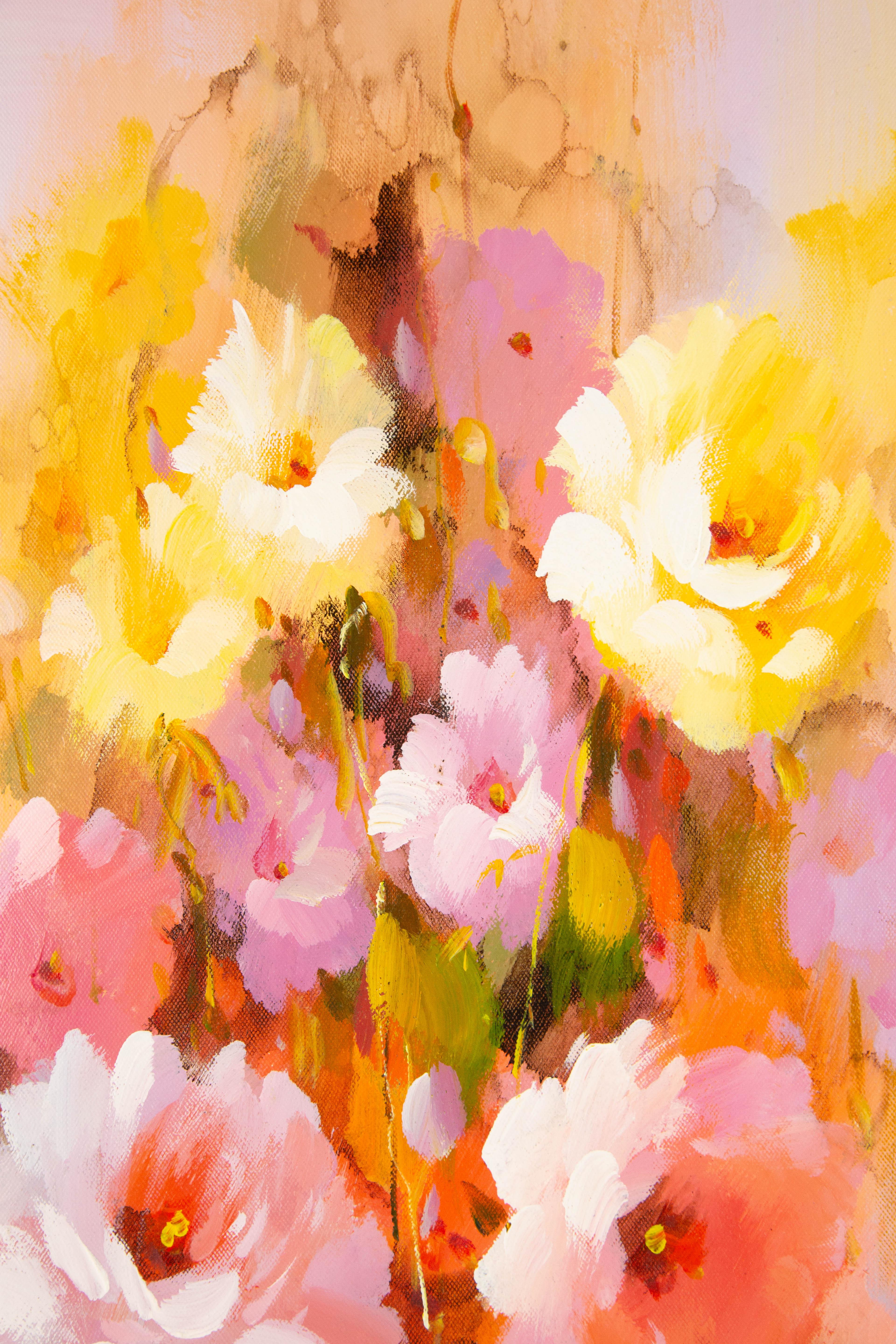 Huimin Wang, geblümtes Original Ölgemälde auf Leinwand, Ölgemälde „Flower“ im Angebot 5