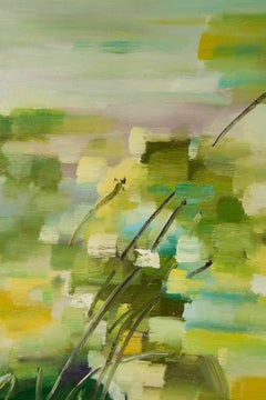 Huimin Wang huile sur toile impressionniste originale Lotus