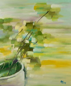 Huimin Wang Olio su tela originale impressionista "Lotus