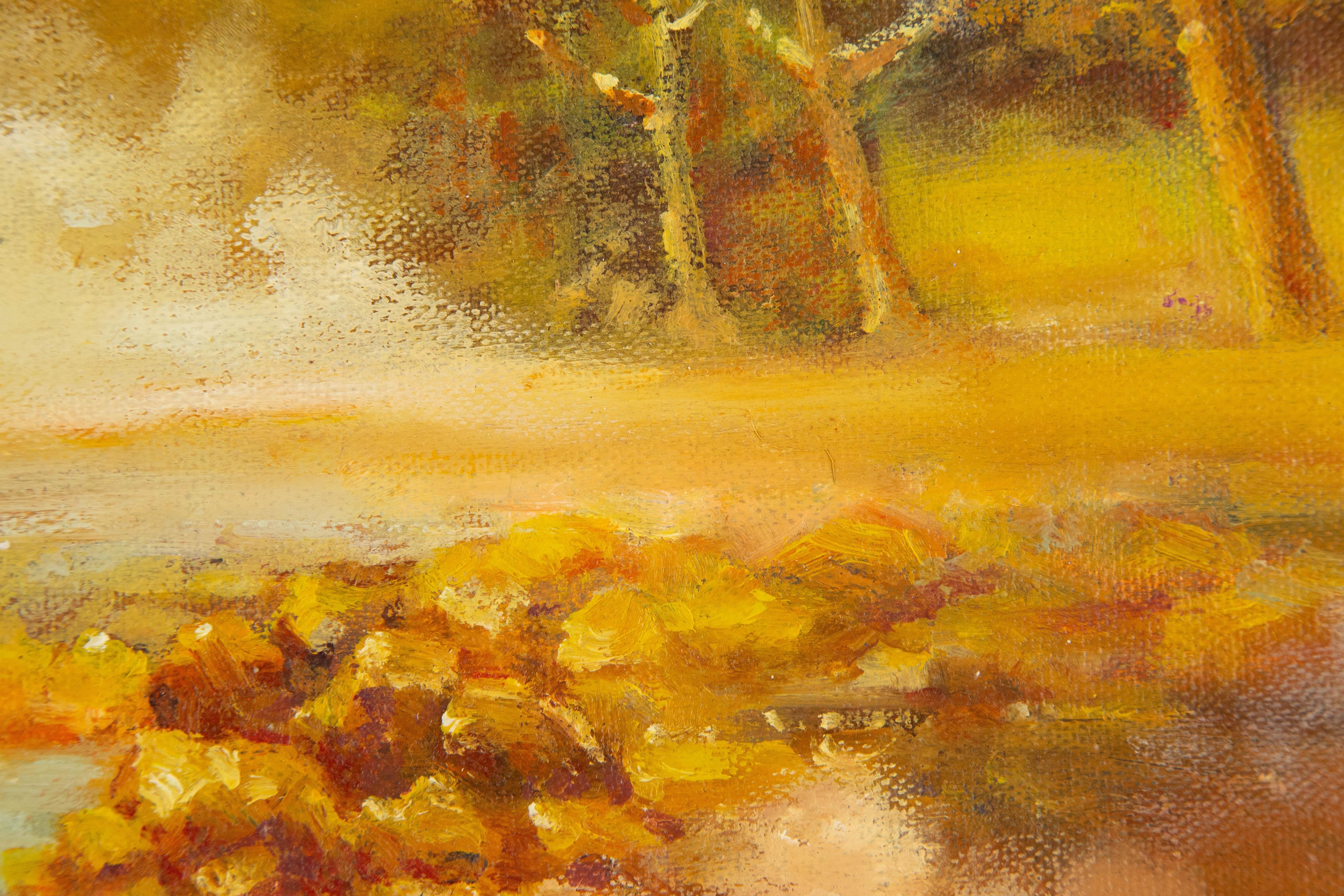 HuiMin Wang Impressionistisches Original Ölgemälde auf Leinwand „Misty Lakeside“, HuiMin Wang im Angebot 2
