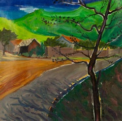 Huimin Wang Landschaft Original Acryl auf Leinwand "Lauschen des Bergklangs"