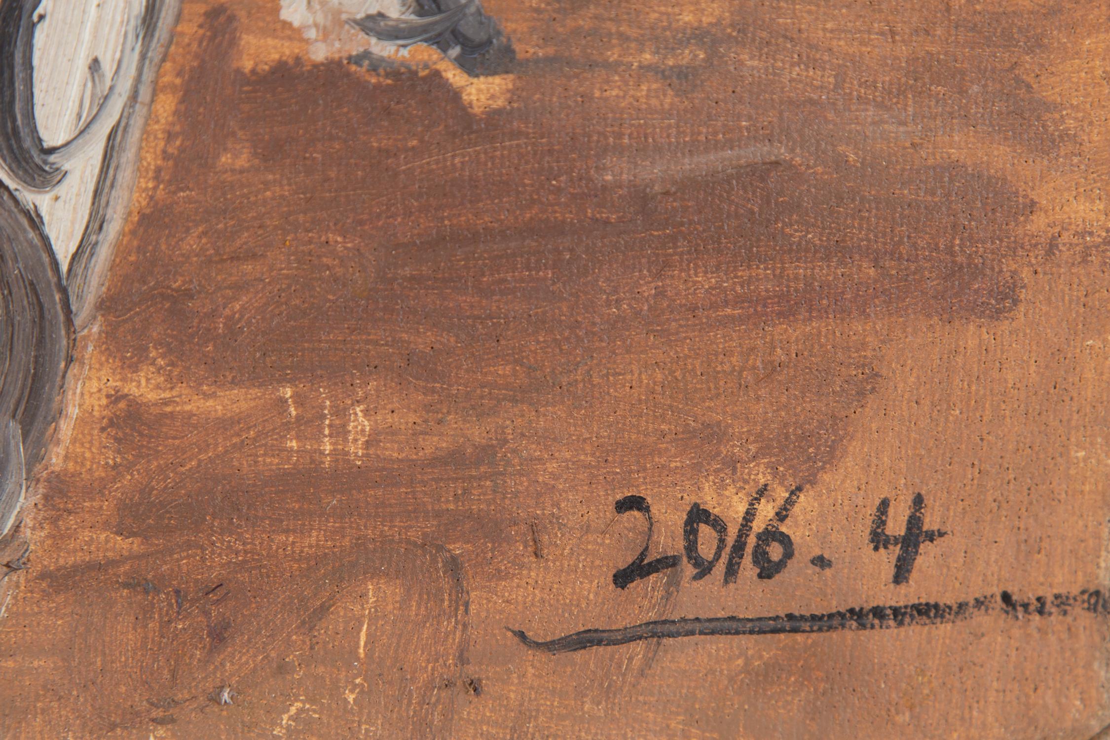Huile sur toile originale HuiMin Wang - Paysage, arbre de bouleau 1 en vente 3