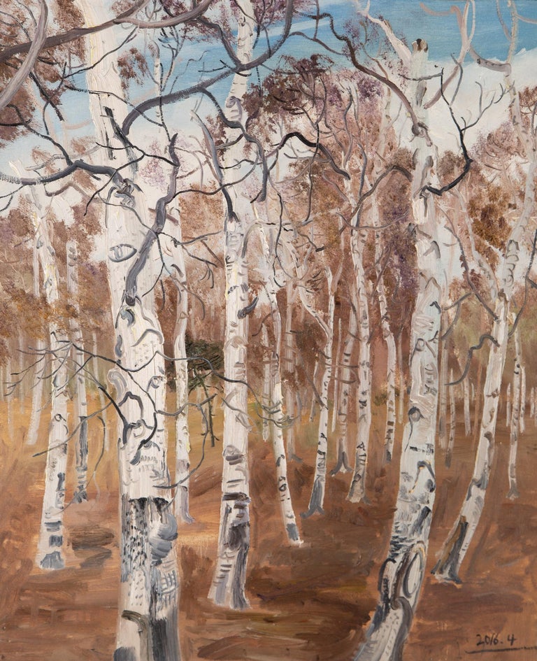 Huimin Wang - HuiMin Wang Landscape Original Oil On Canvas "Birch Tree ...