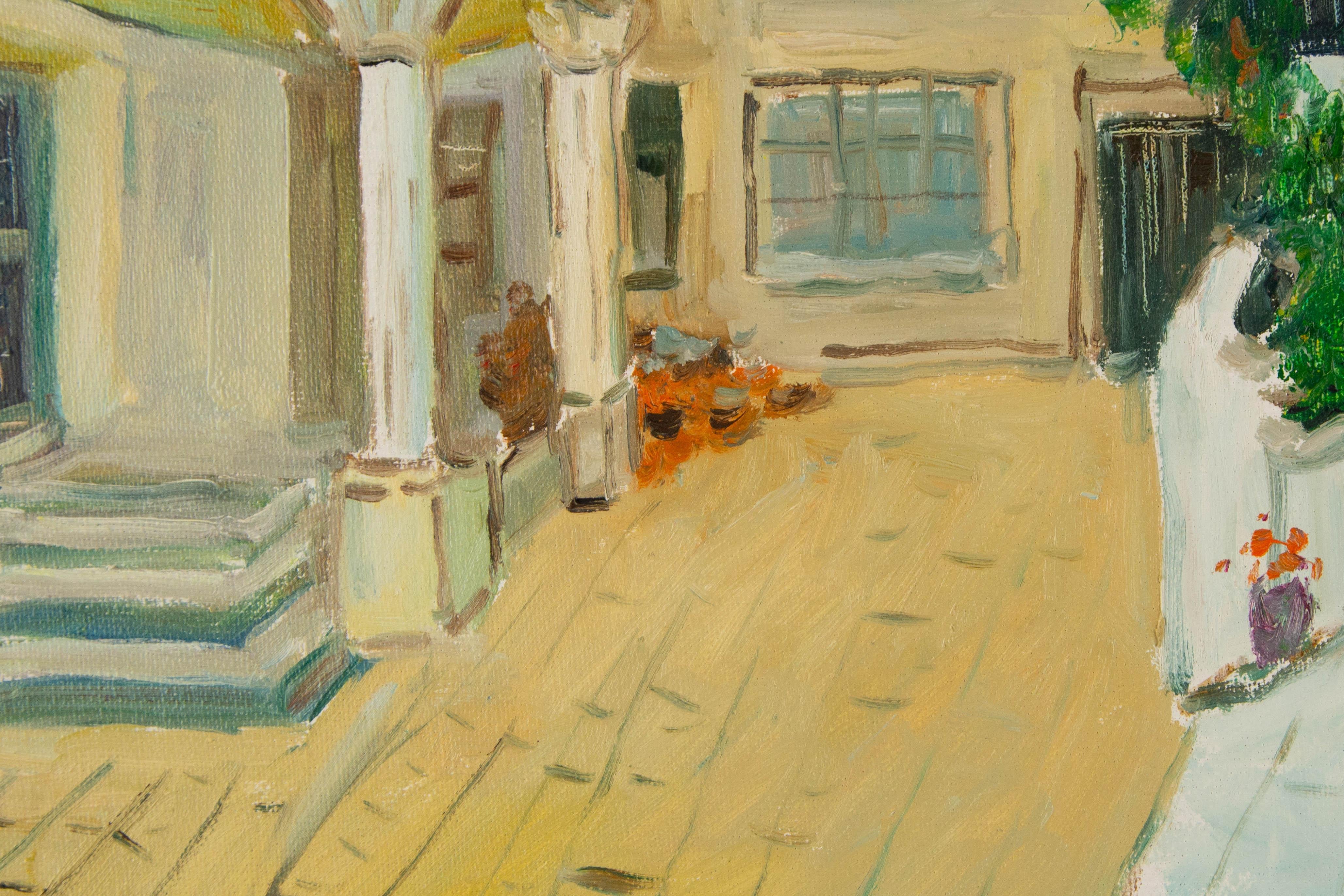 Huimin Wang Landschaft, Original, Ölgemälde auf Leinwand, „Courtyard I“ im Angebot 2