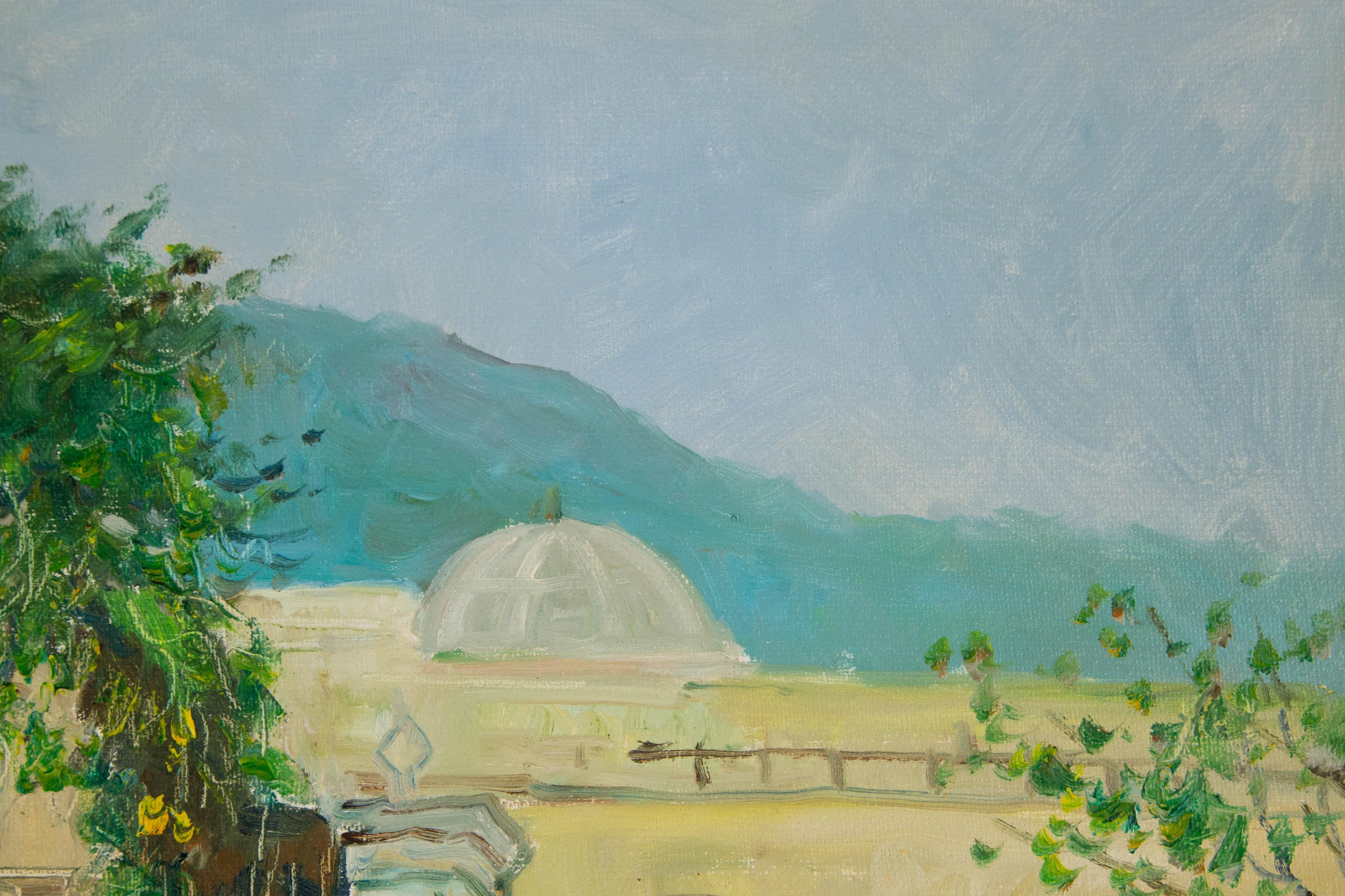 Huimin Wang Landschaft, Original, Ölgemälde auf Leinwand, „Courtyard I“ im Angebot 3