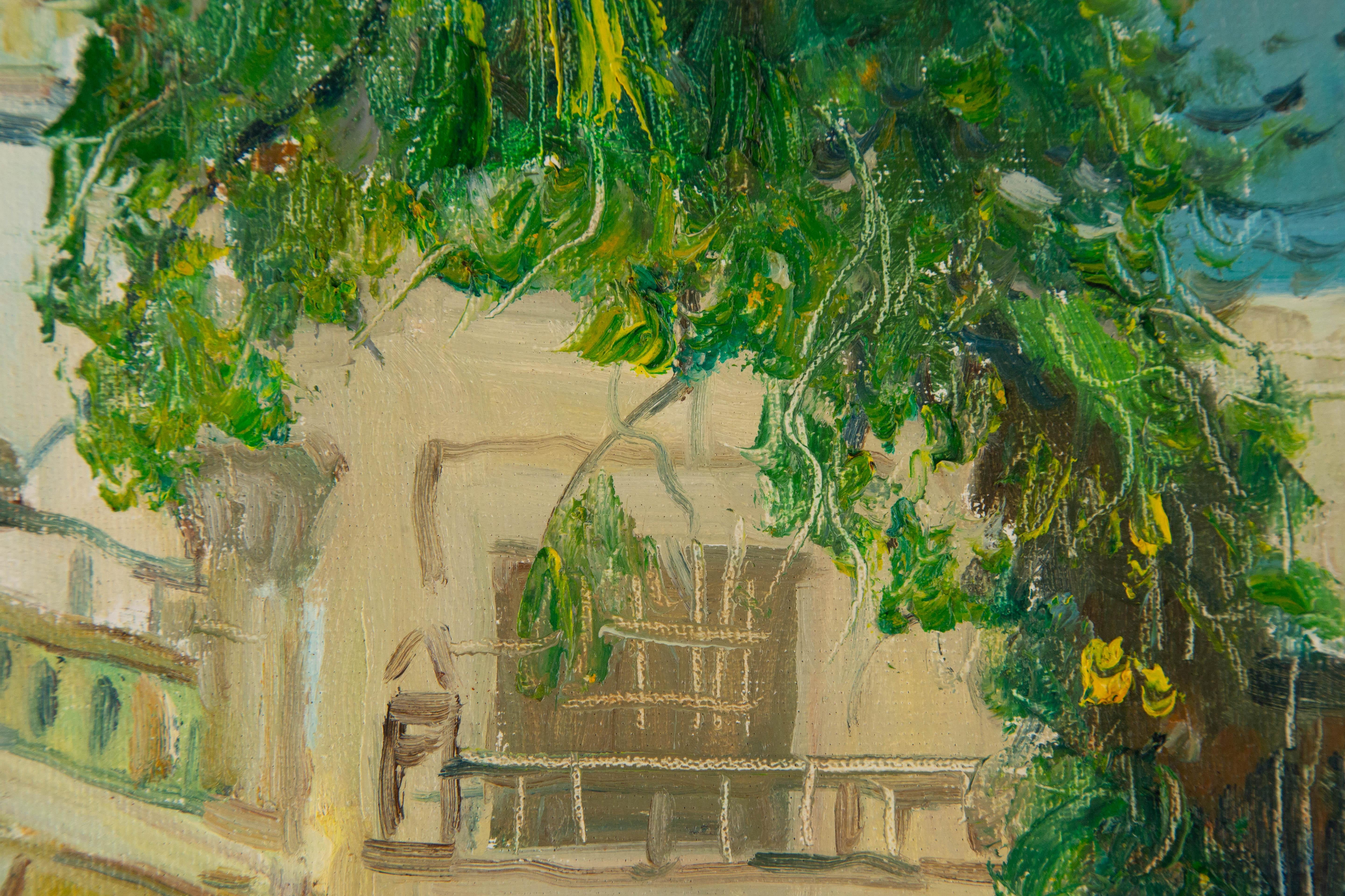 Huimin Wang Landschaft, Original, Ölgemälde auf Leinwand, „Courtyard I“ im Angebot 5