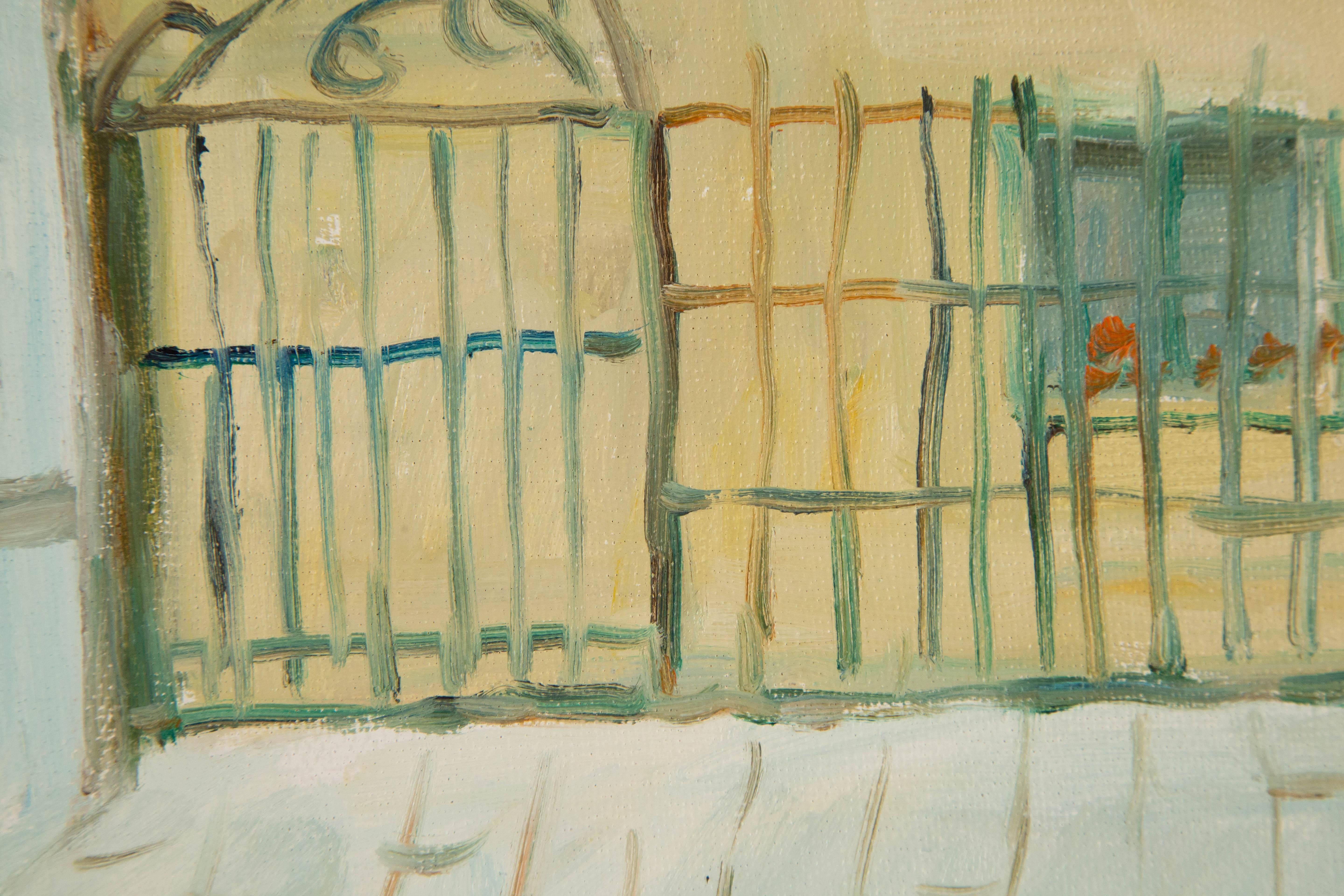 Huimin Wang Landschaft, Original, Ölgemälde auf Leinwand, „Courtyard I“ im Angebot 6