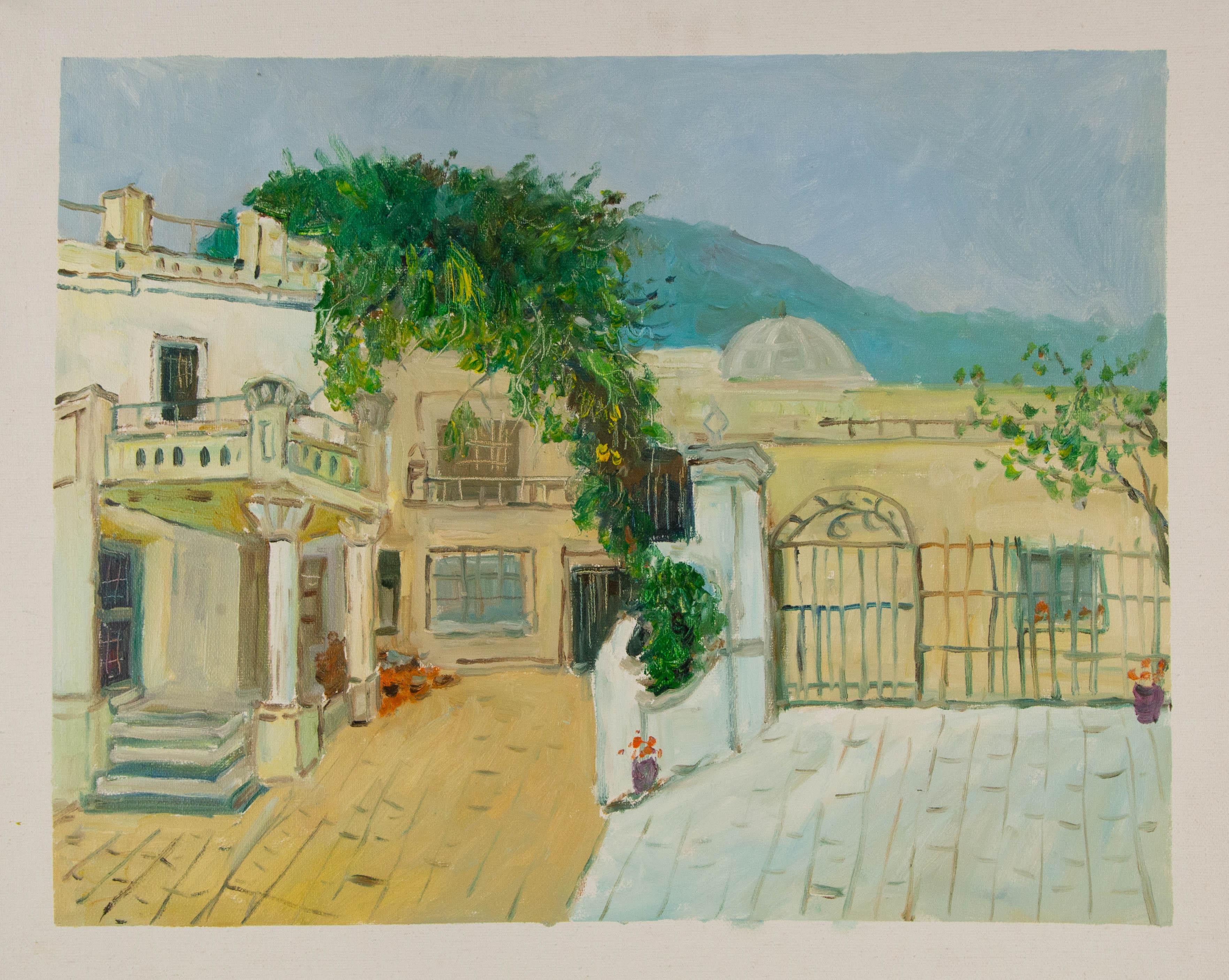 Huimin Wang Landschaft, Original, Ölgemälde auf Leinwand, „Courtyard I“ im Angebot 7