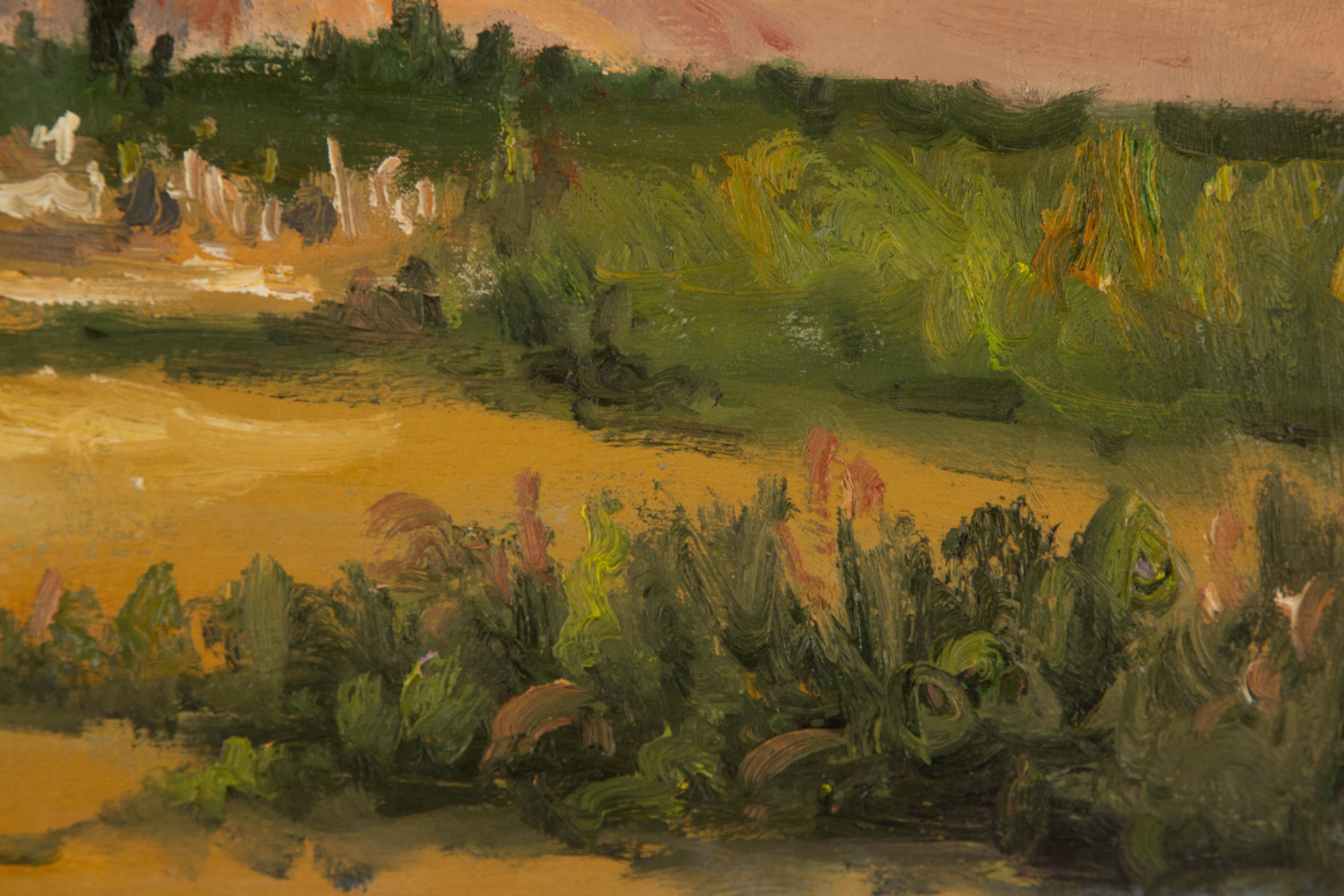 Huimin Wang Landschaft Original Öl auf Leinwand 