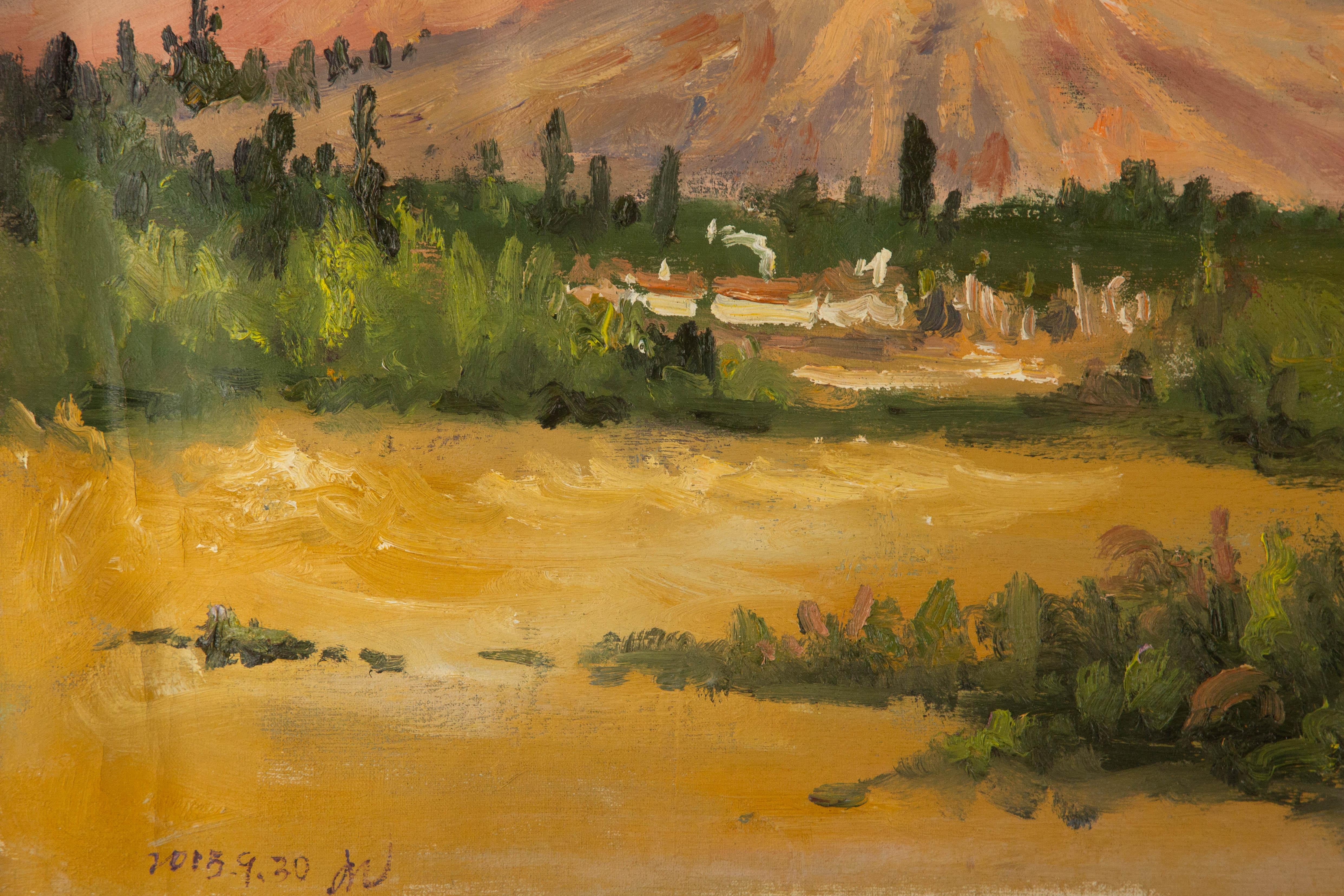 Huimin Wang Landschaft Original Öl auf Leinwand 