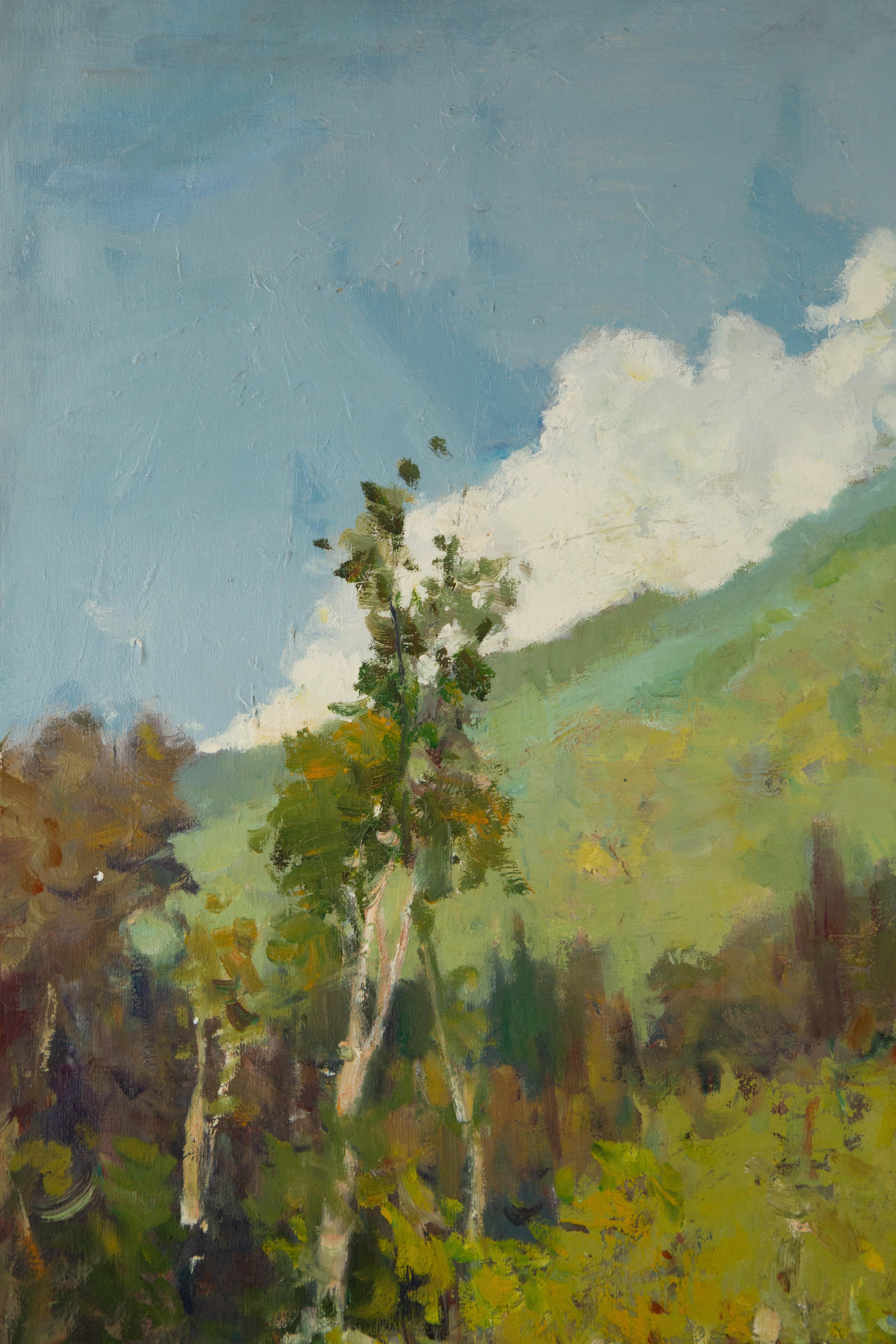 Huimin Wang Landschaft, Original, Ölgemälde auf Leinwand, „Der frühe Herbst“ im Angebot 1