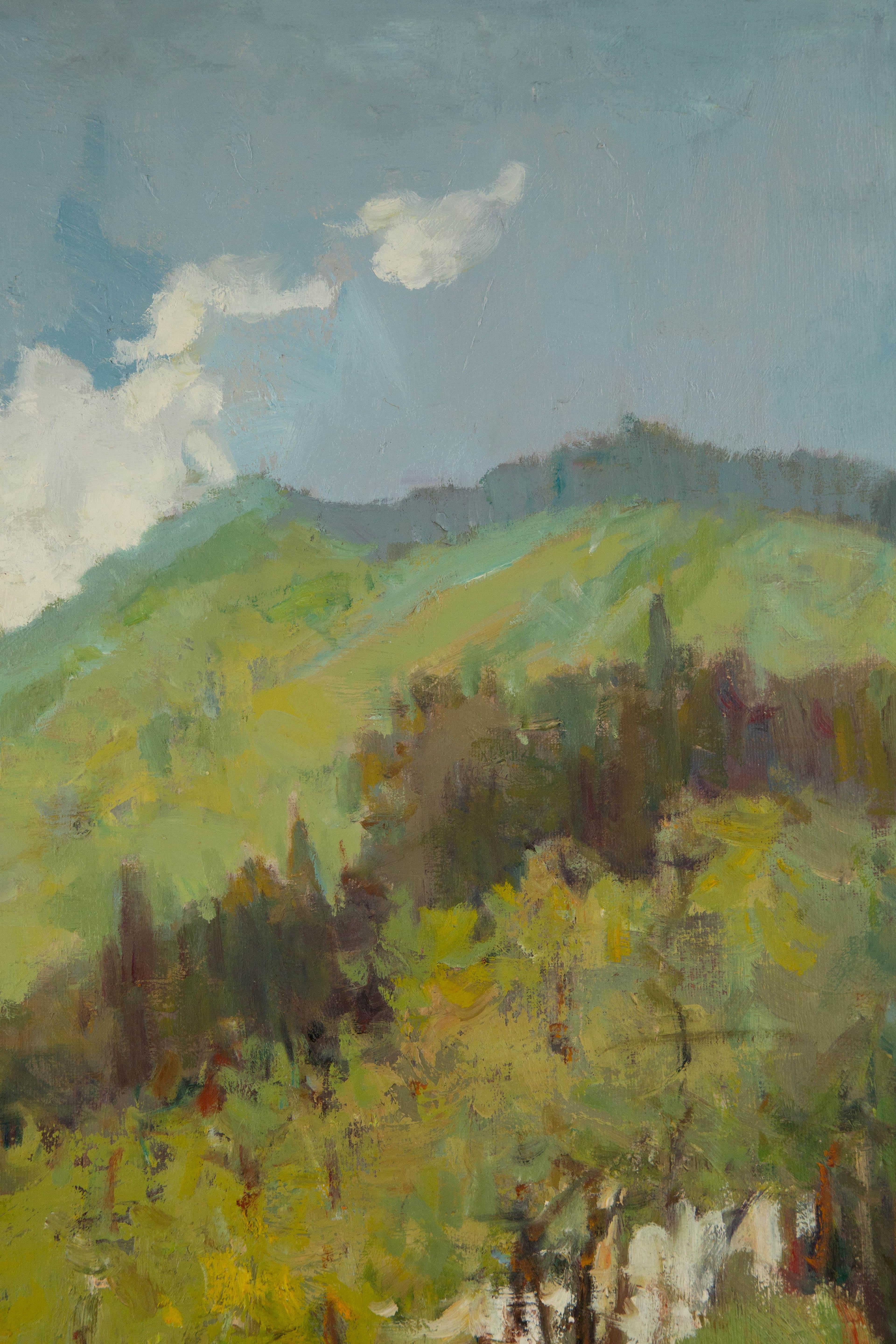 Huimin Wang Landschaft, Original, Ölgemälde auf Leinwand, „Der frühe Herbst“ im Angebot 3