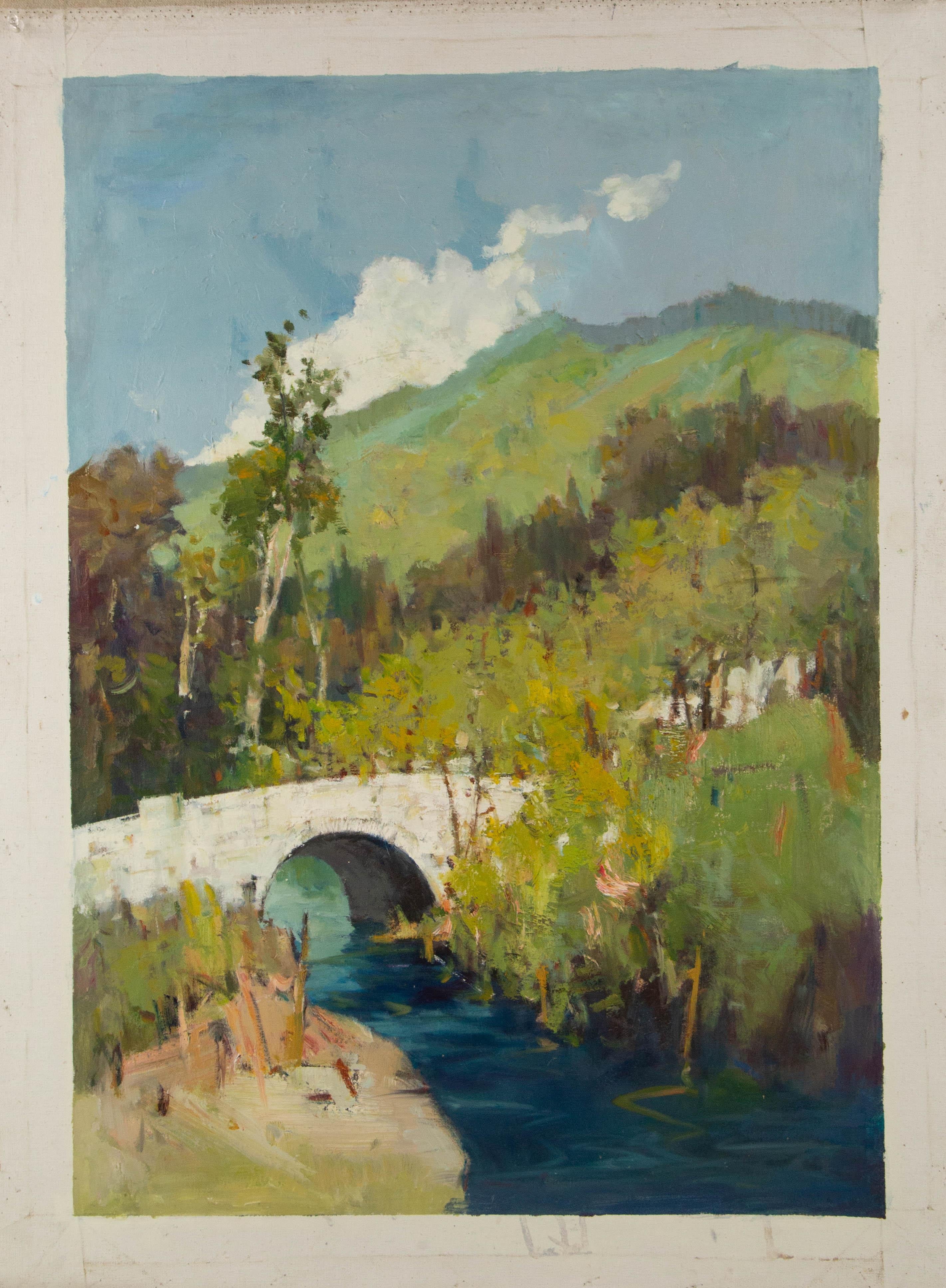 Huimin Wang Landschaft, Original, Ölgemälde auf Leinwand, „Der frühe Herbst“ im Angebot 6