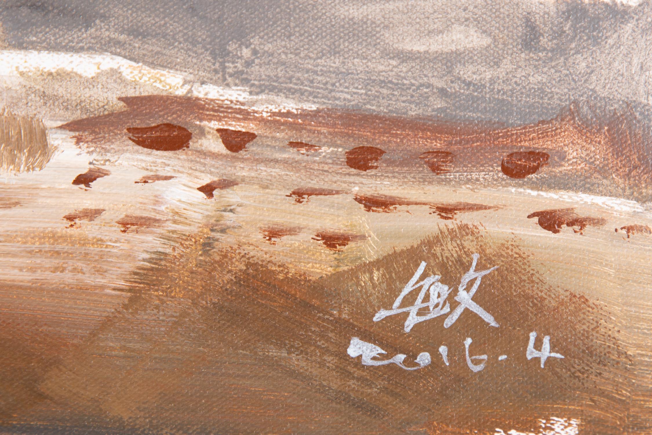 HuiMin Wang Landschaft, Original, Ölgemälde auf Leinwand, „Brunnen 1“ im Angebot 2