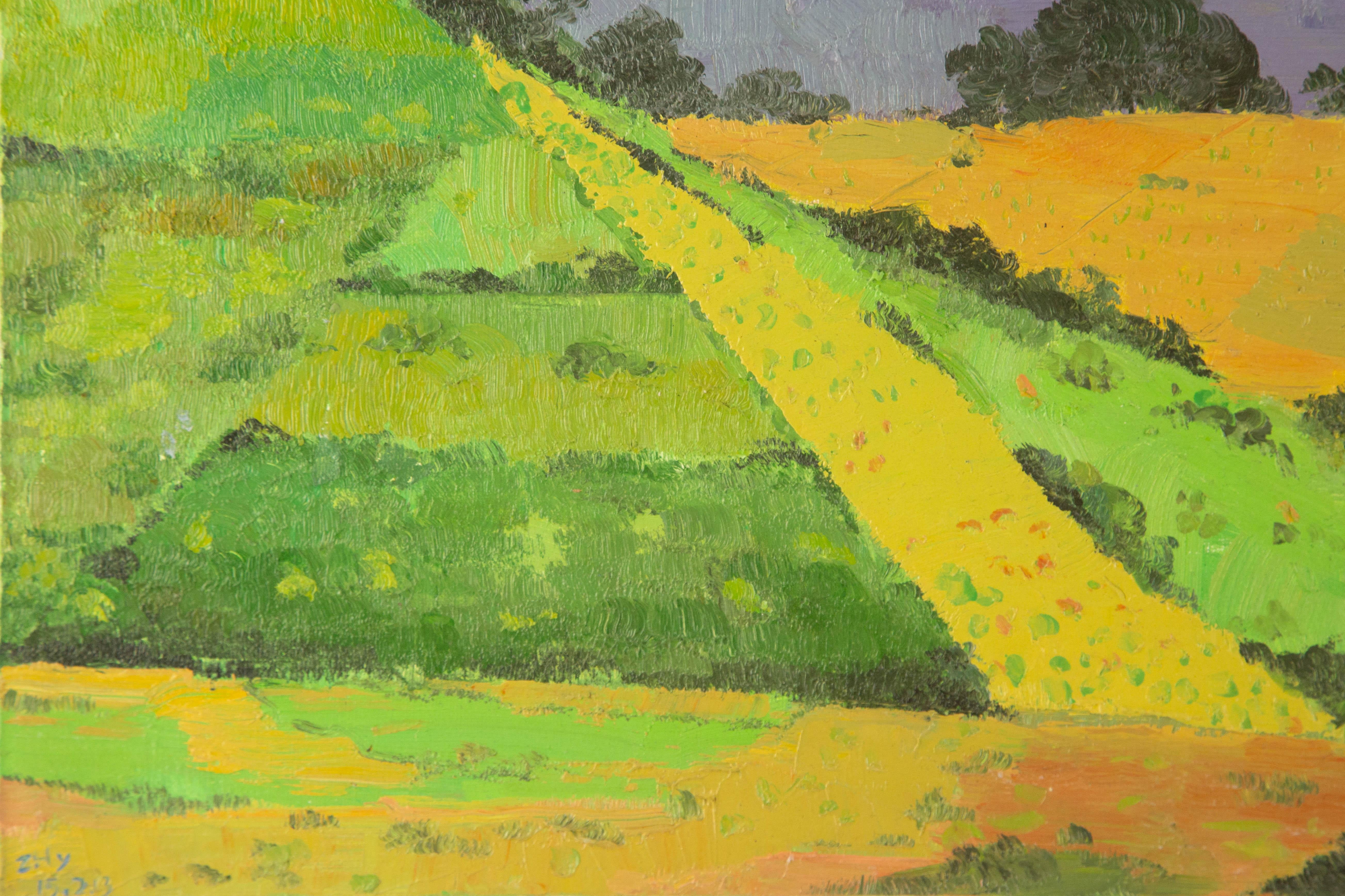 HuiMin Wang Landschaft Original Öl auf Leinwand 
