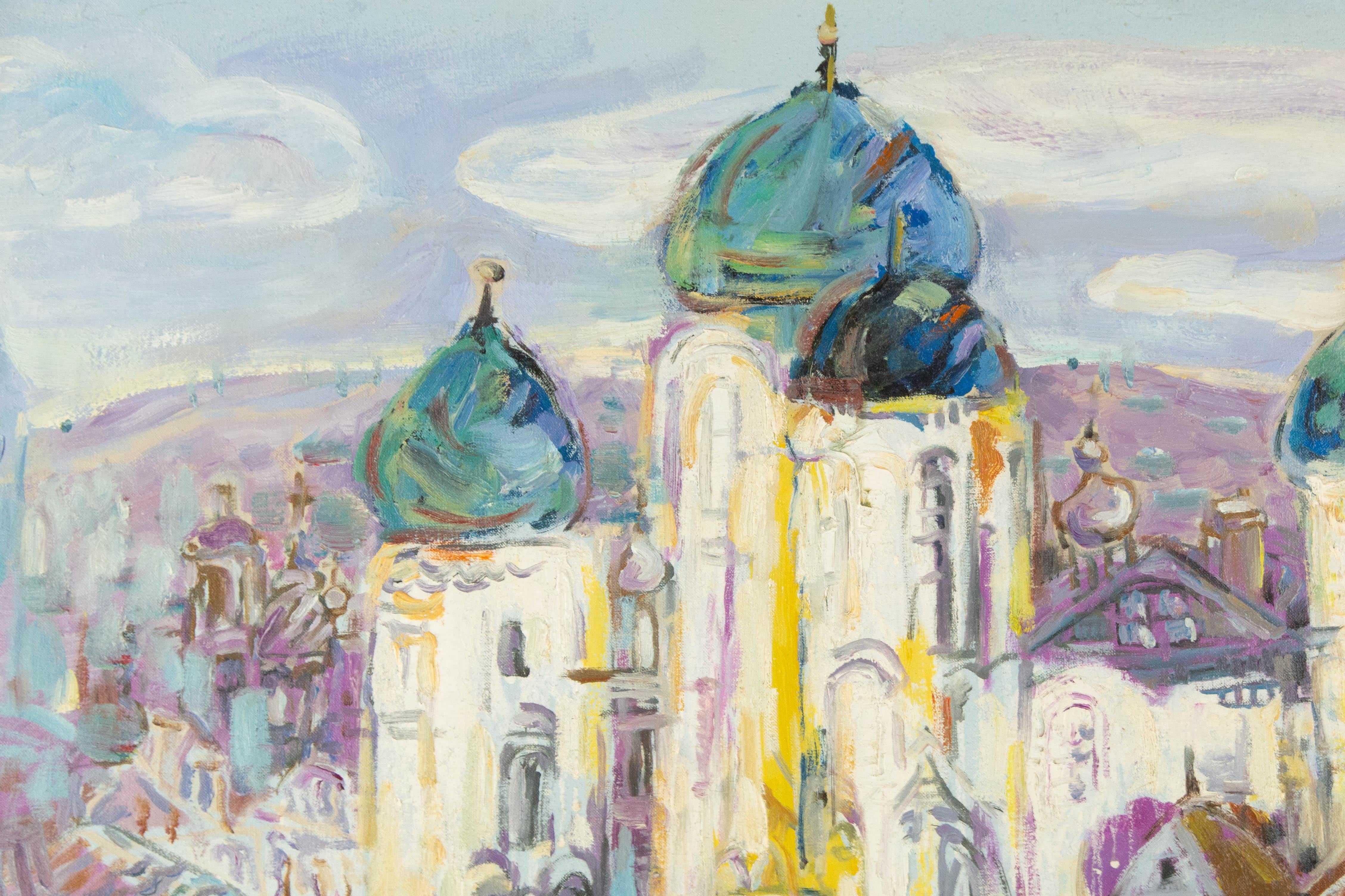 Huimin Wang Landschaft, Original, Ölgemälde auf Leinwand, „Palace II“ im Angebot 1