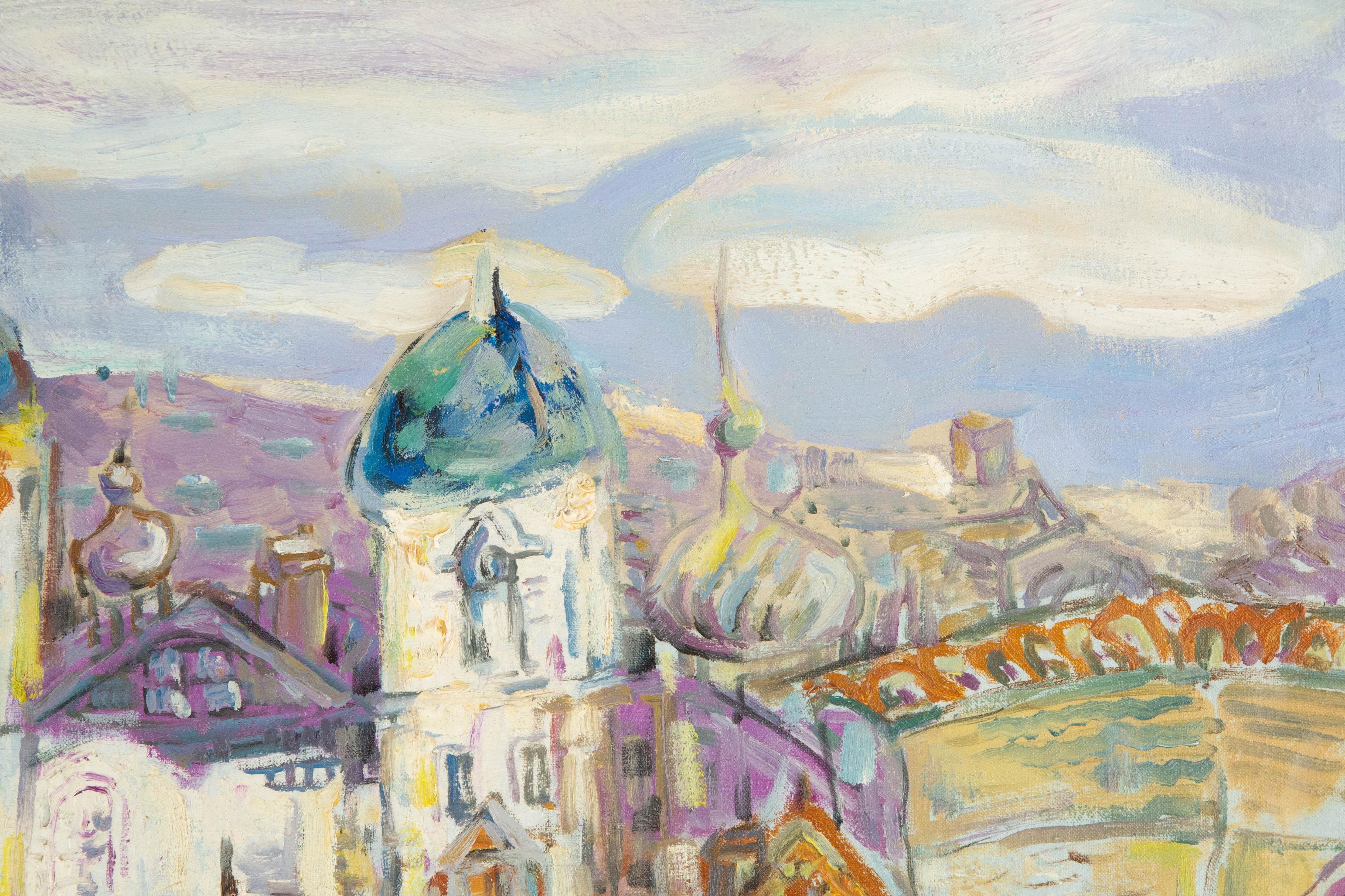 Huimin Wang Landschaft, Original, Ölgemälde auf Leinwand, „Palace II“ im Angebot 3