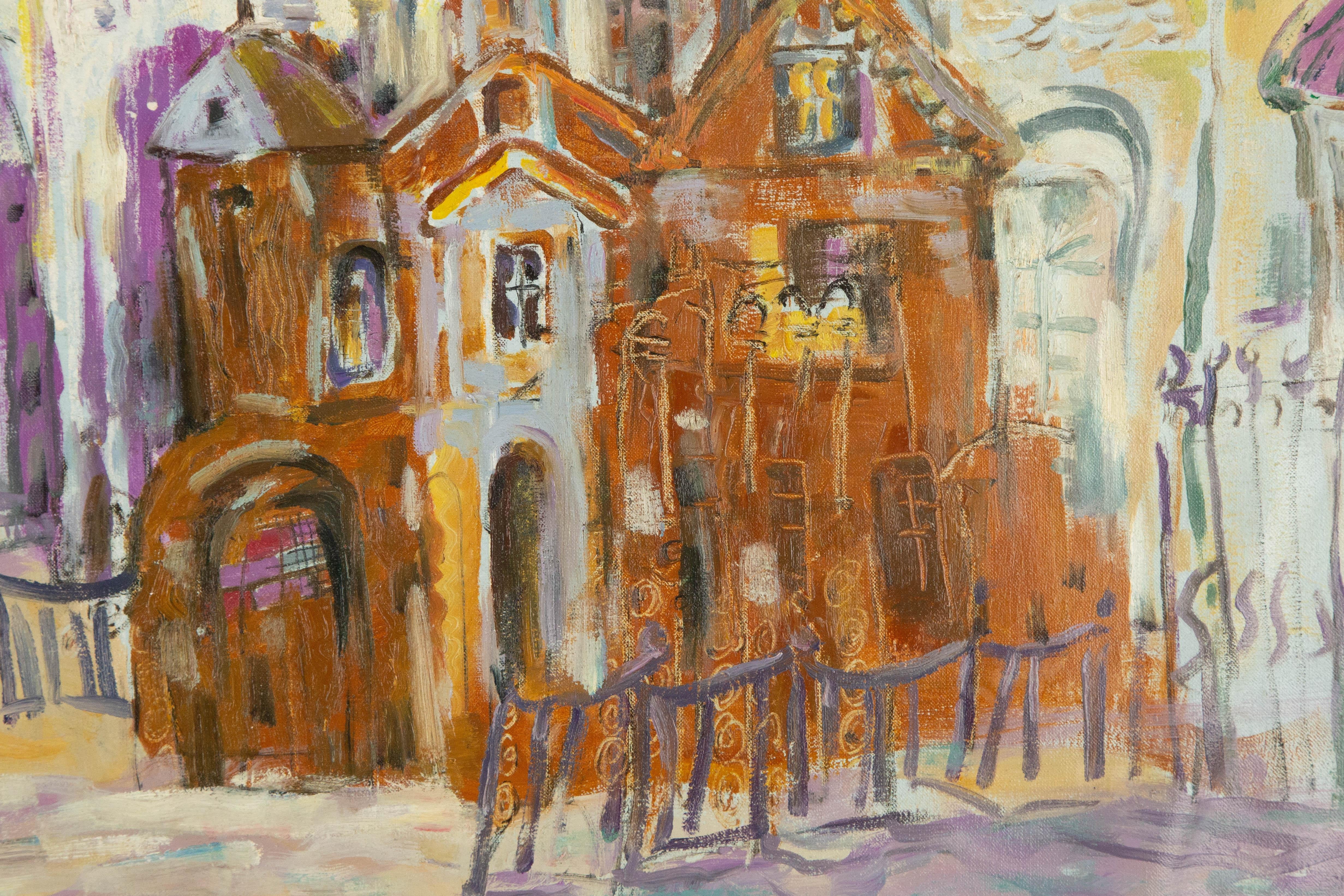 Huimin Wang Landschaft, Original, Ölgemälde auf Leinwand, „Palace II“ im Angebot 4