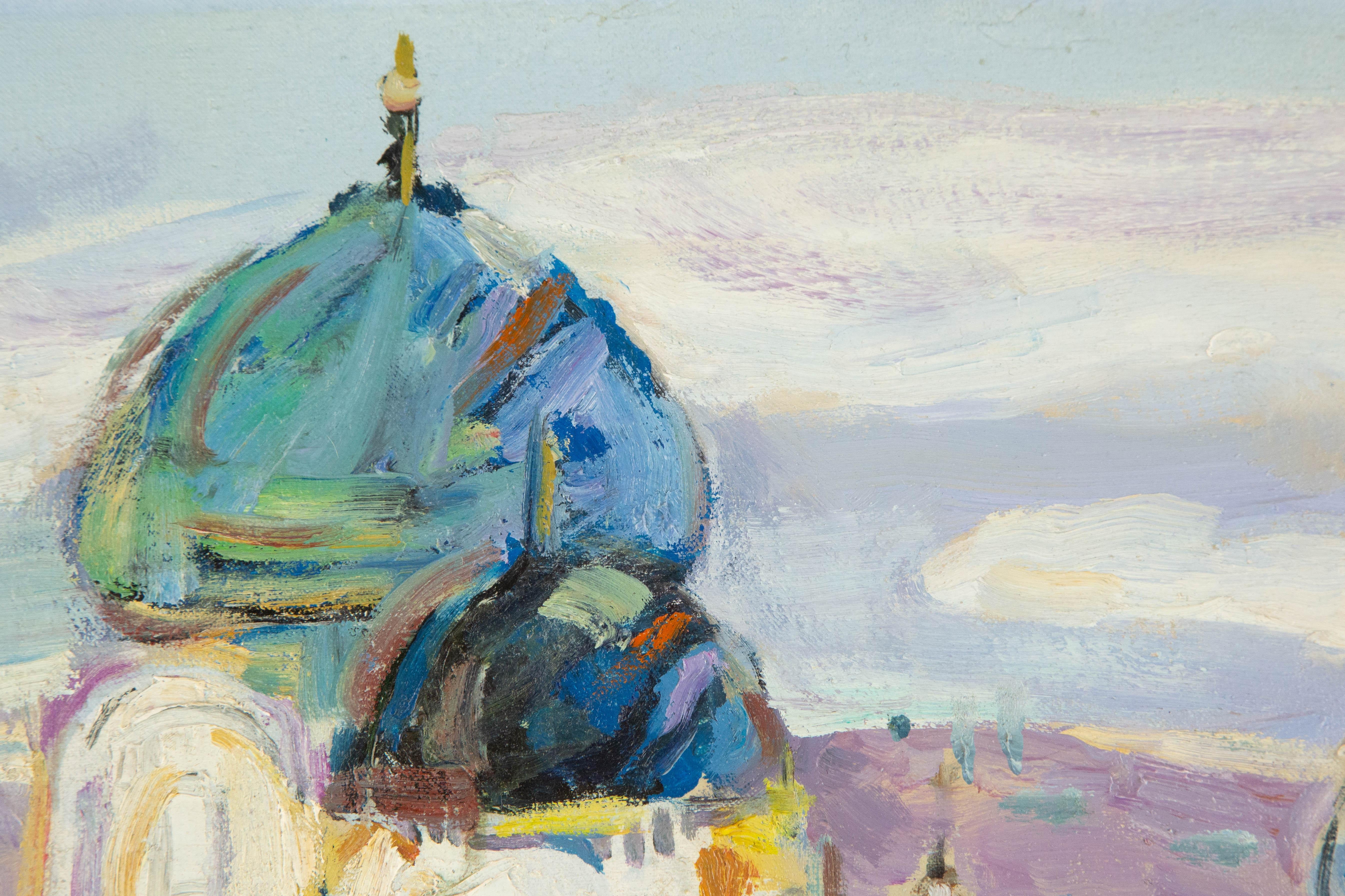Huimin Wang Landschaft, Original, Ölgemälde auf Leinwand, „Palace II“ im Angebot 5