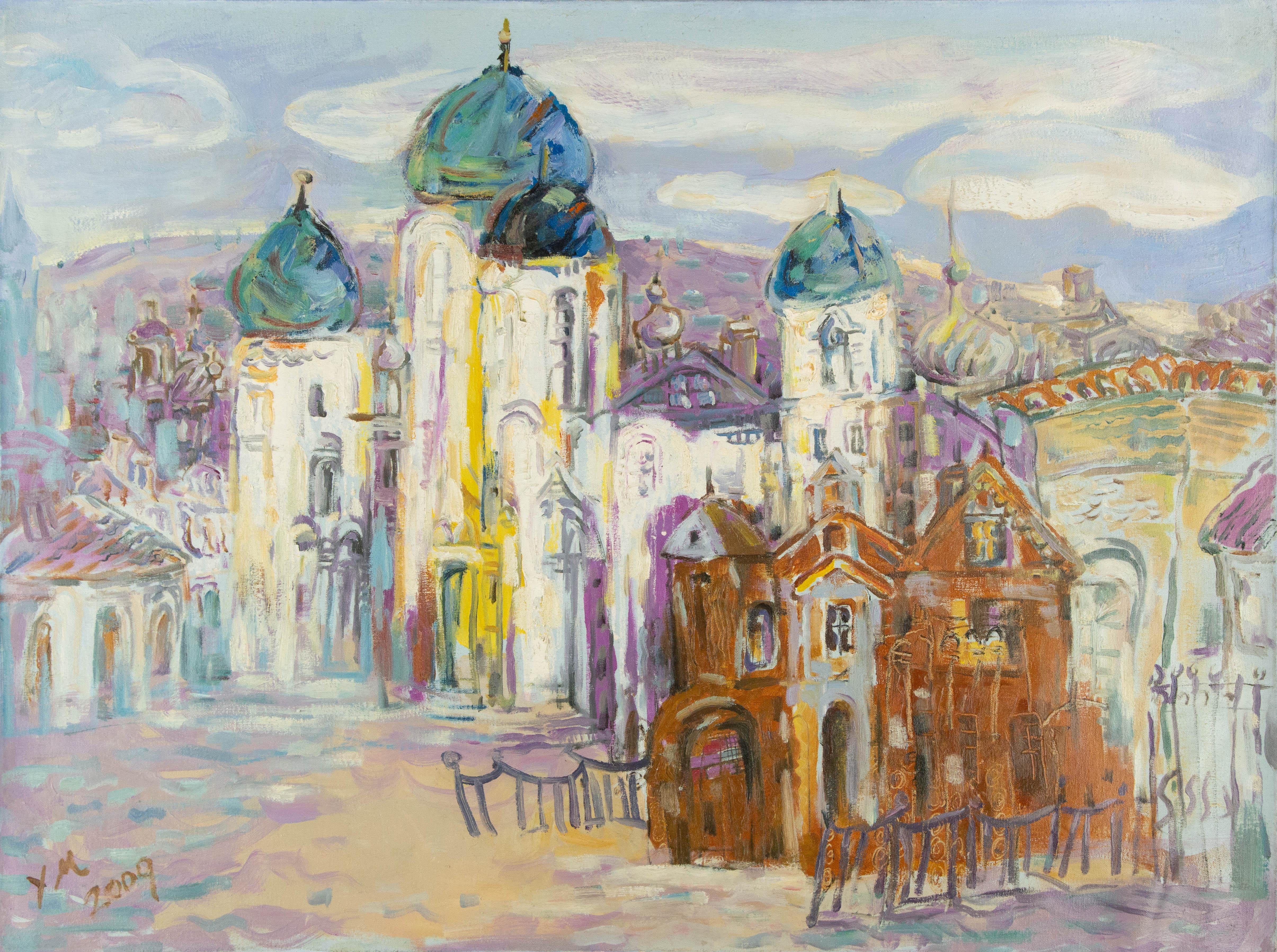 Huimin Wang Landschaft, Original, Ölgemälde auf Leinwand, „Palace II“