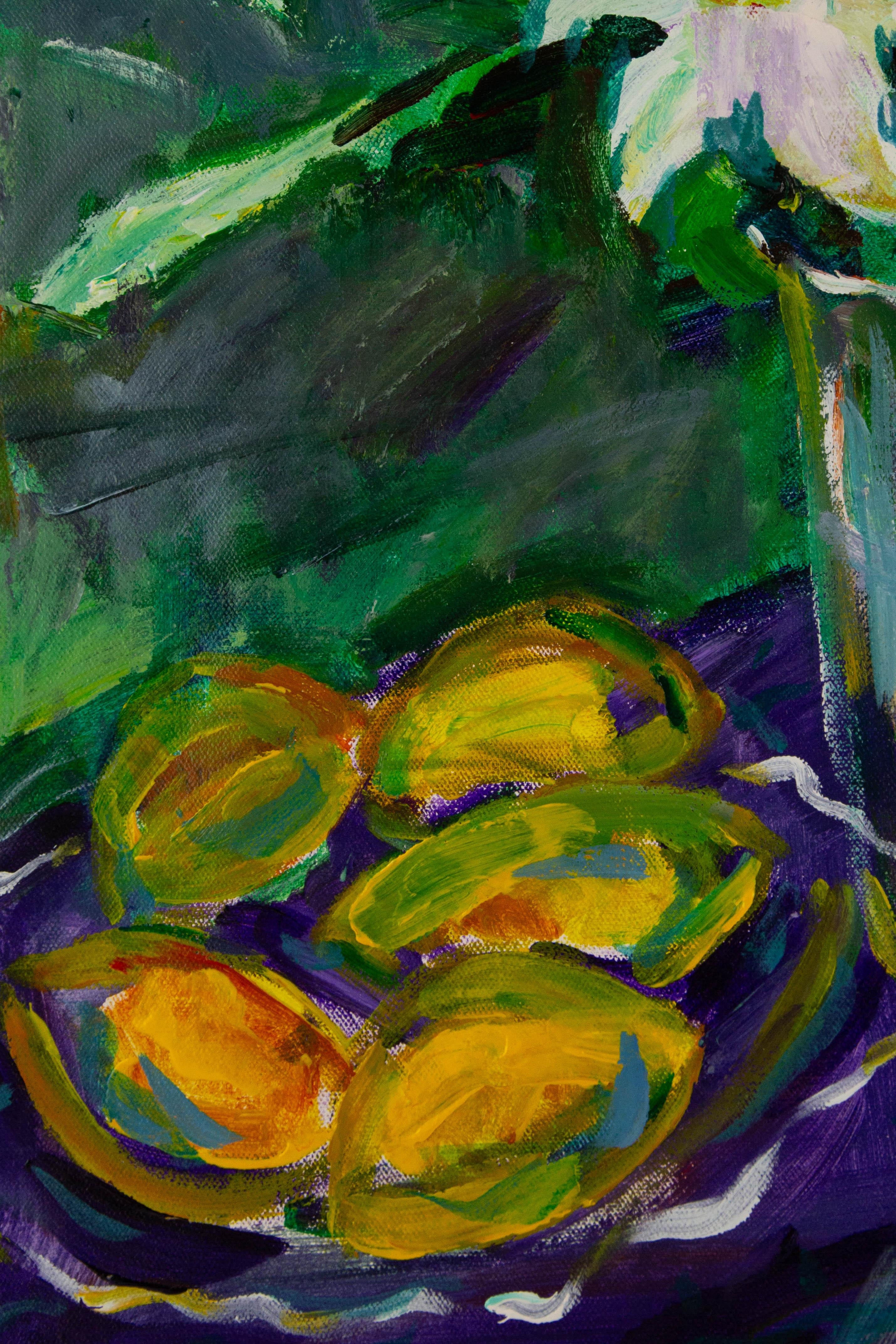 Huimin Wang Stillleben Original Ölgemälde auf Leinwand „Flowers and Fruit II“ im Angebot 2