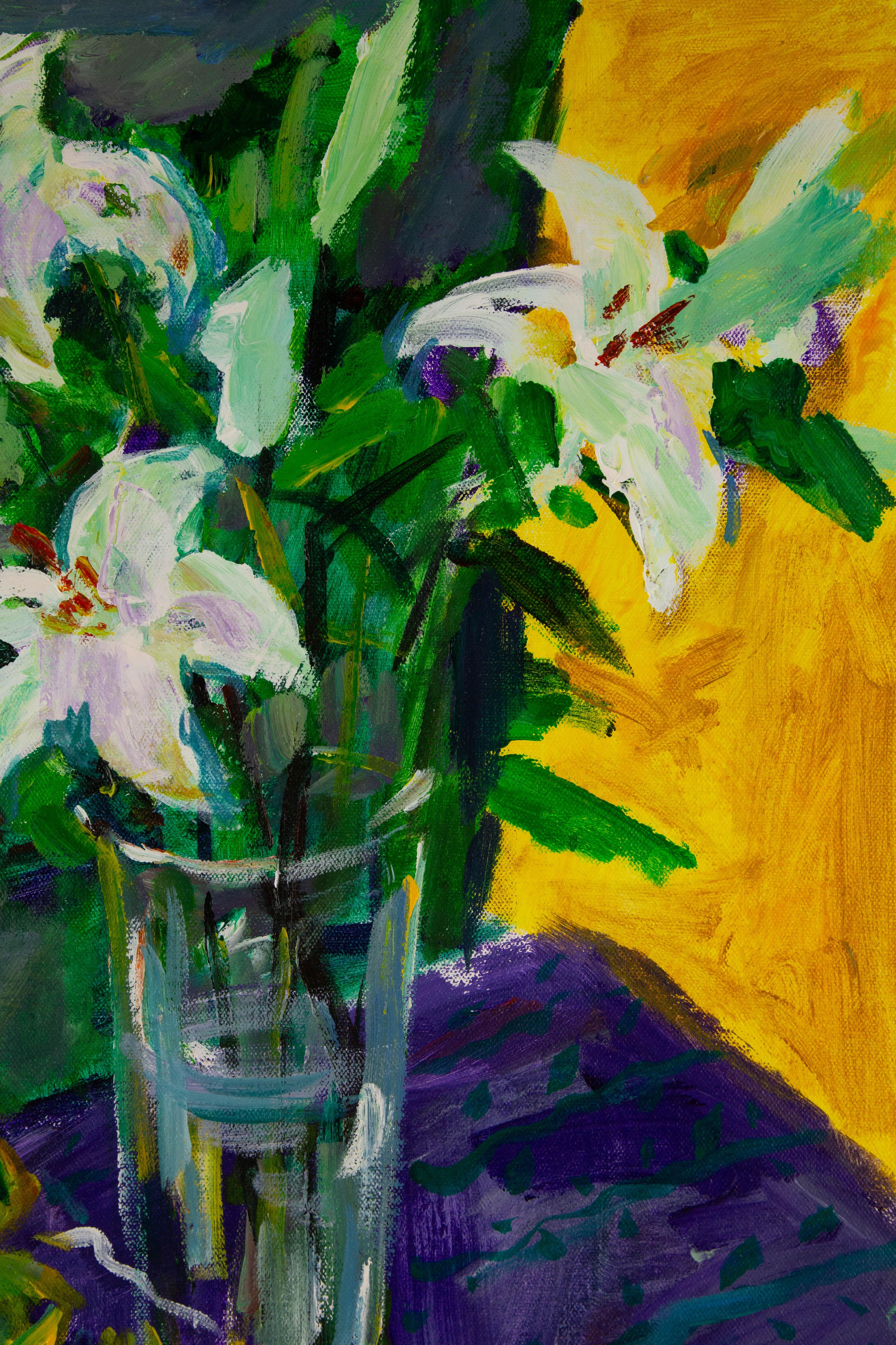 Huimin Wang Stillleben Original Ölgemälde auf Leinwand „Flowers and Fruit II“ im Angebot 3