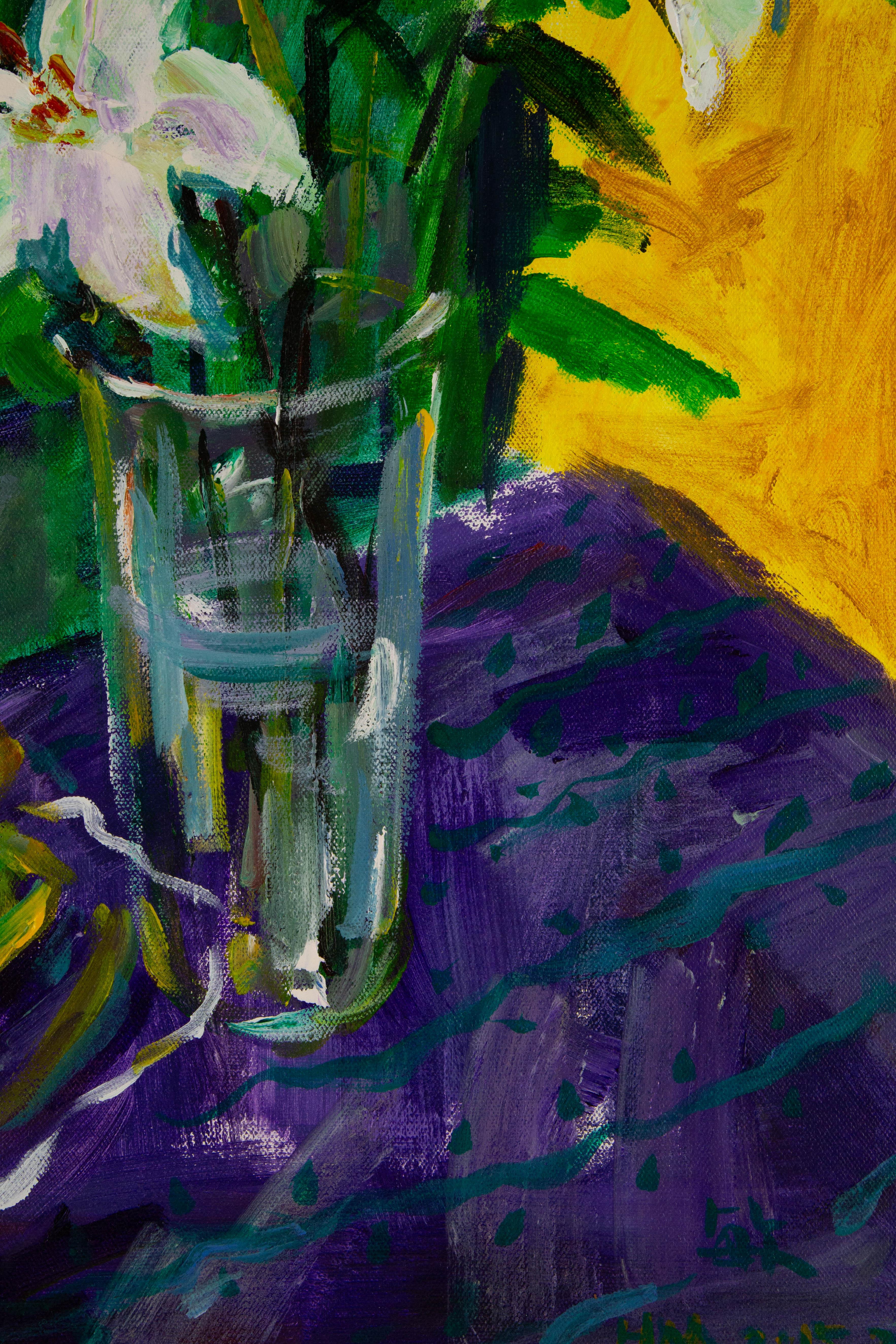 Huimin Wang Stillleben Original Ölgemälde auf Leinwand „Flowers and Fruit II“ im Angebot 4