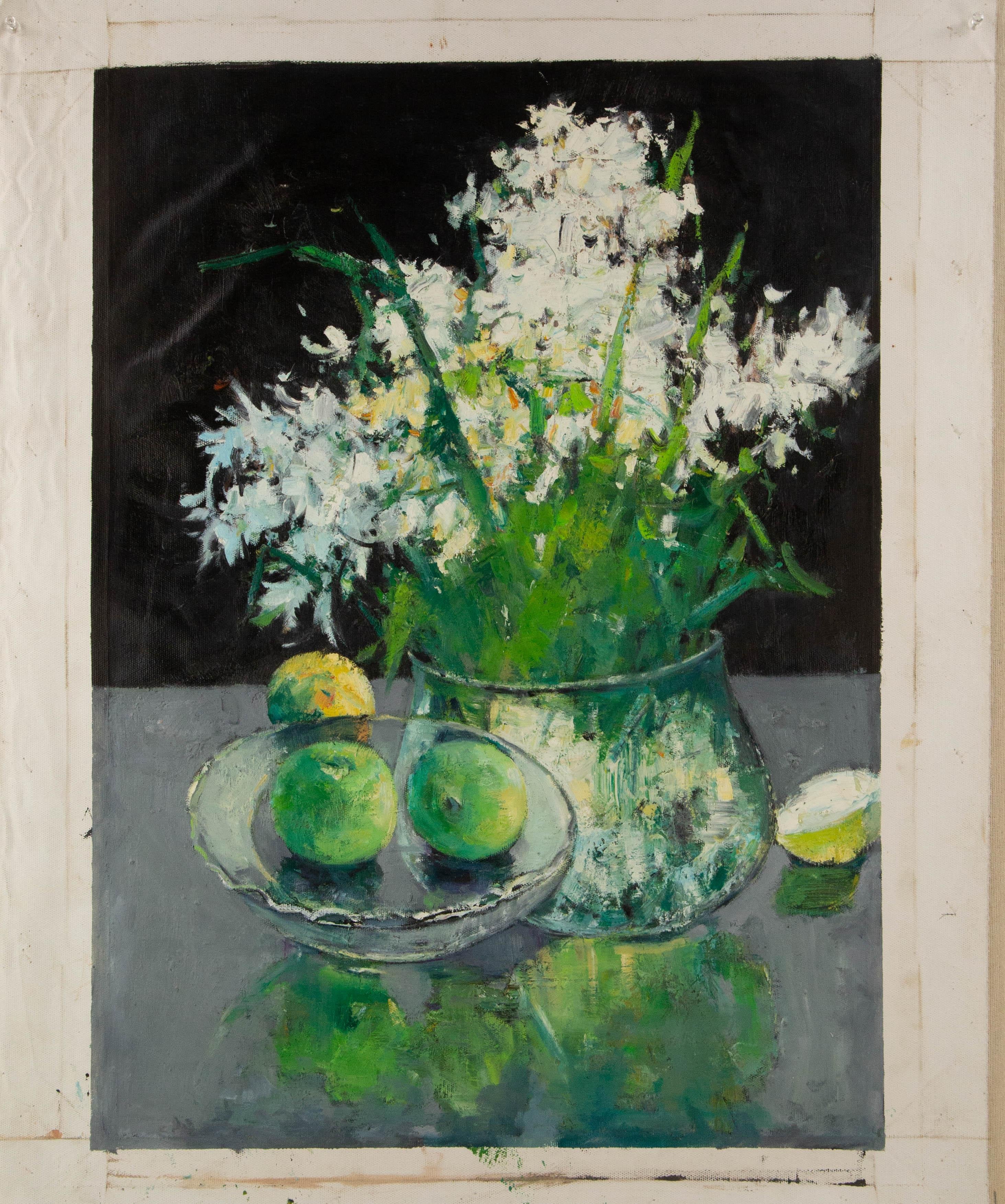 Huimin Wang Nature morte originale à l'huile sur toile 