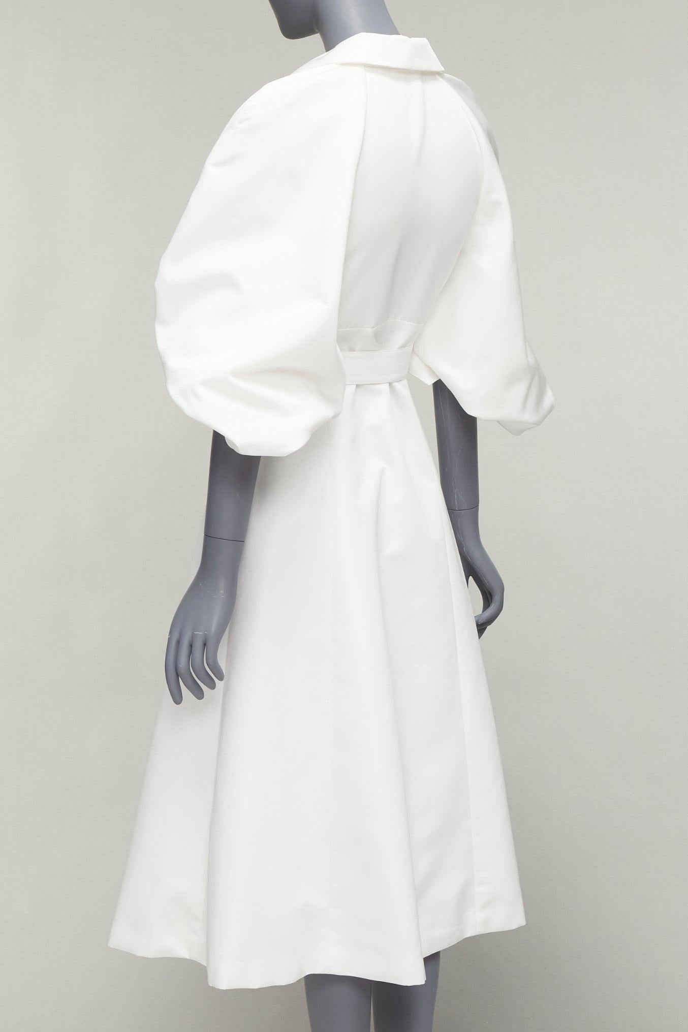 HUISHAN ZHANG 2022 Mercer white crystal embellished silk lined midi dress US6 M 1