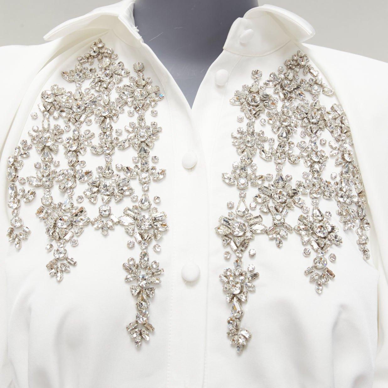 HUISHAN ZHANG 2022 Mercer white crystal embellished silk lined midi dress US6 M 2