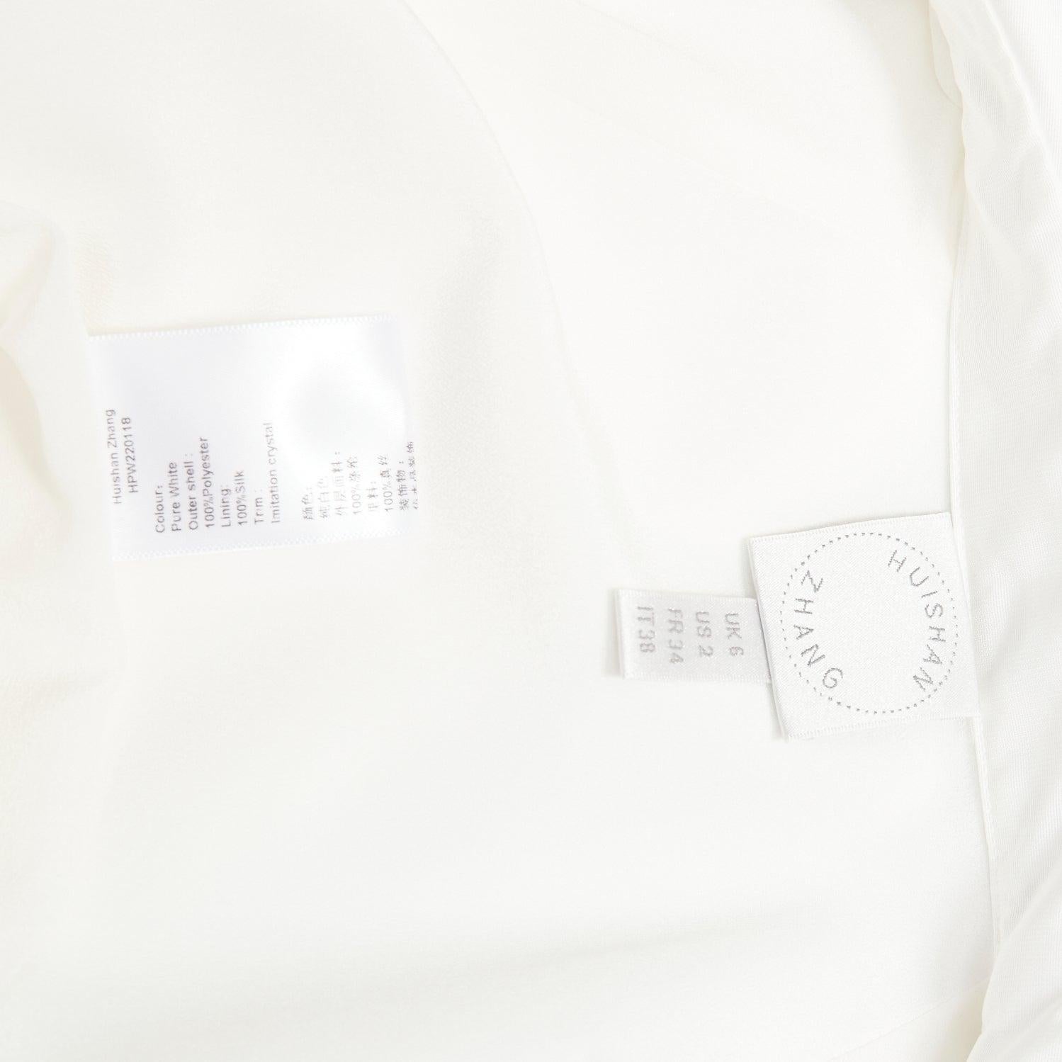 HUISHAN ZHANG 2022 Mercer white crystal embellished silk lined midi dress US6 M 5