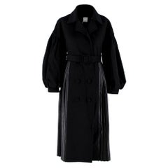 Huishan Zhang Black Pleated Faux Leather Puff Sleeve Coat - Us Size 4