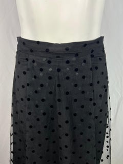 Huishan Zhang Black Polka Dot Midi Skirt, Size 4