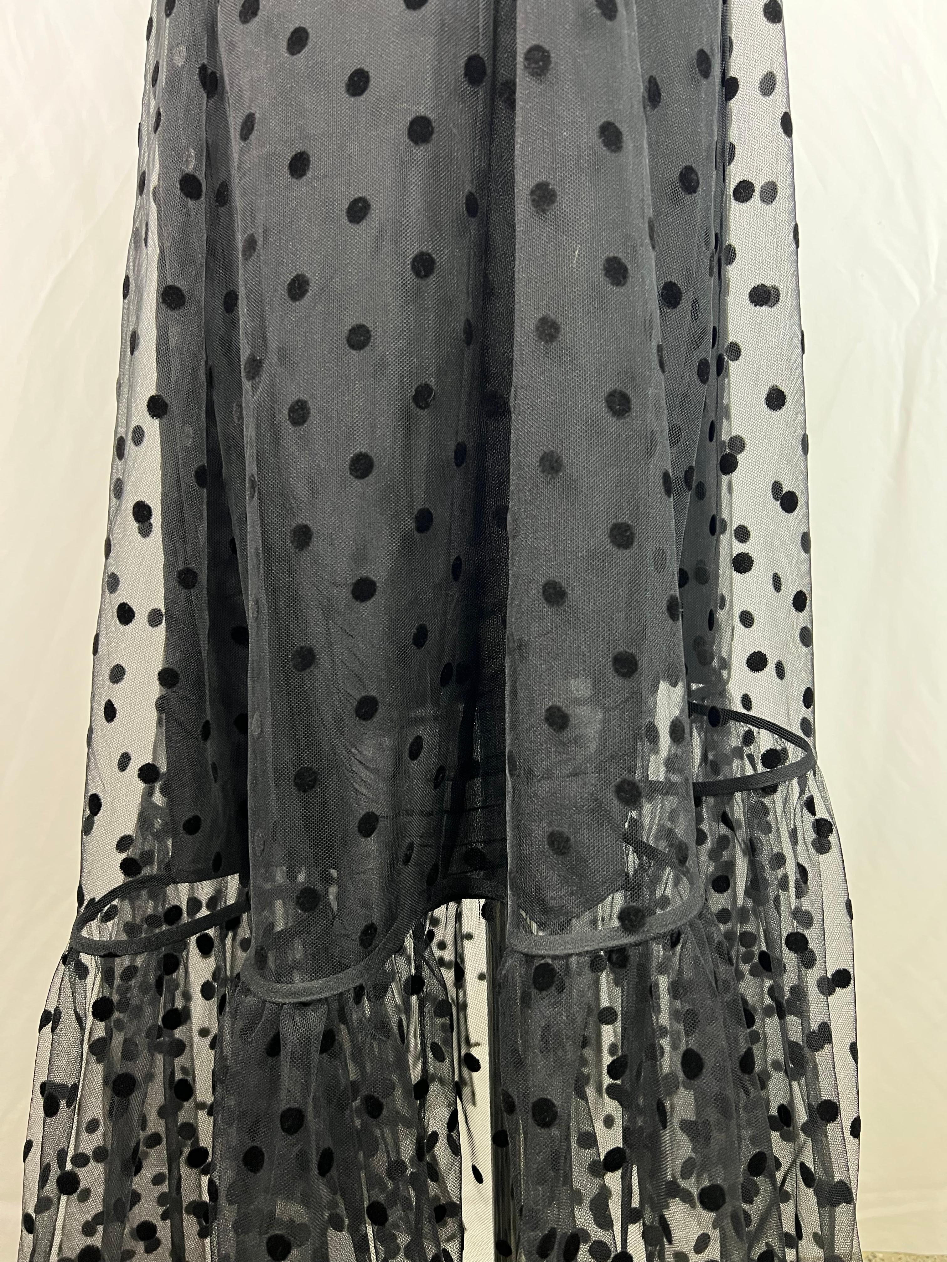 Women's or Men's Huishan Zhang Black Polka Dot Midi Skirt, Size 4 For Sale