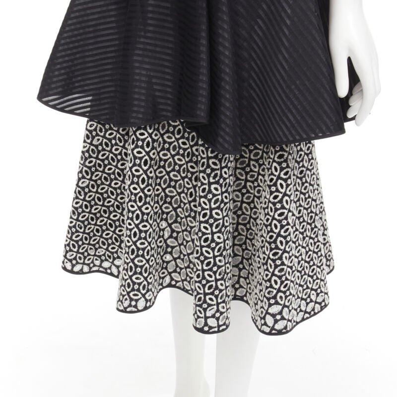HUISHAN ZHANG black white eyelet embroidery anglais cold shoulder dress US2 XS For Sale 3