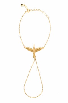 Huitzilin Hand Bracelet in 22k Gold Plated Bronze by SOPHIE SIMONE DESIGNS