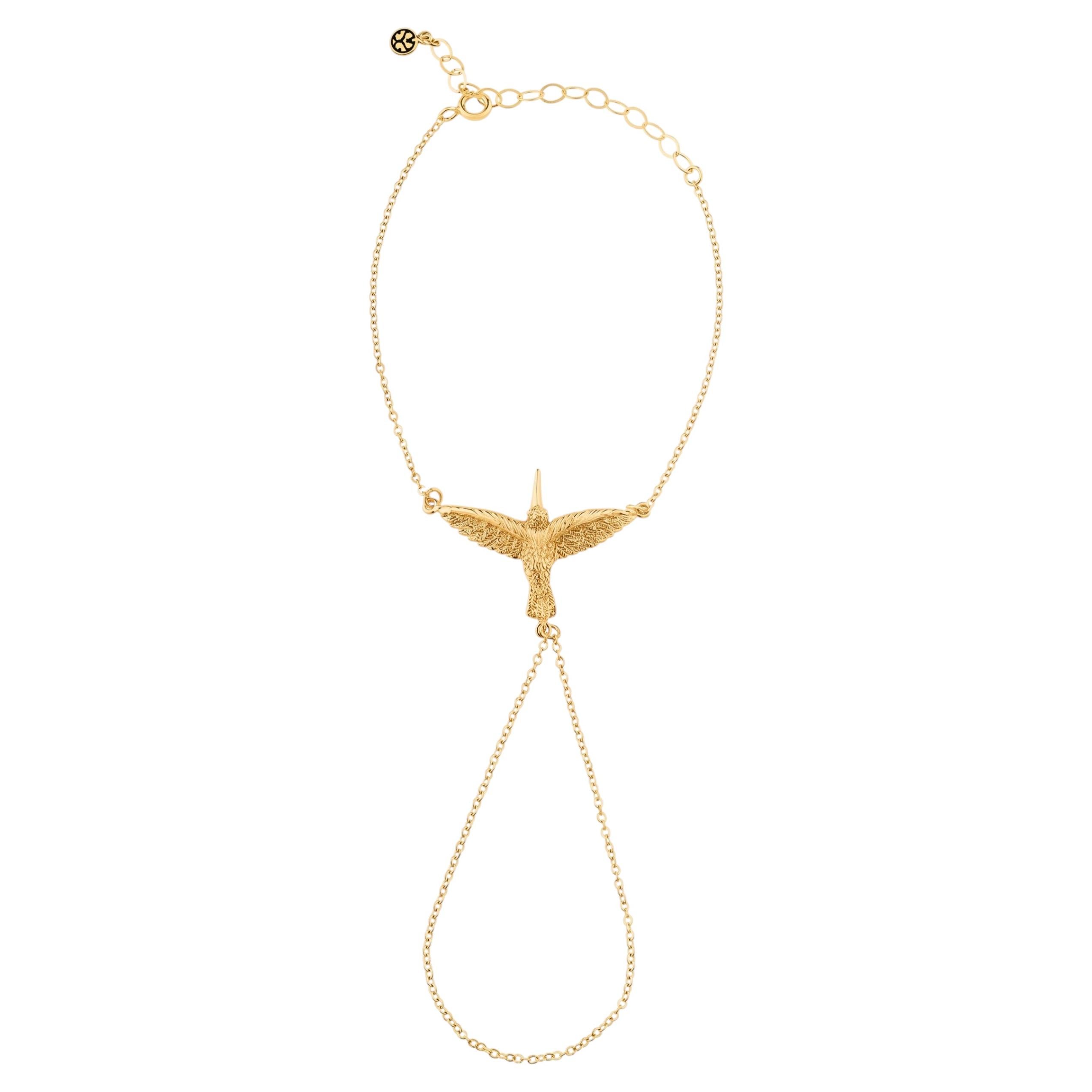Huitzilin Hand Bracelet in 22k Gold Plated Bronze by SOPHIE SIMONE DESIGNS