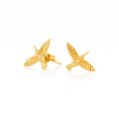 „Huitzilin“ Mini-Ohrringe aus bronze mit 22-karätiger Vergoldung von SOPHIE SIMONE DESIGNS