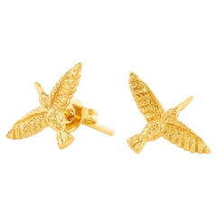 „Huitzilin“ Mini-Ohrringe aus bronze mit 22-karätiger Vergoldung von SOPHIE SIMONE DESIGNS